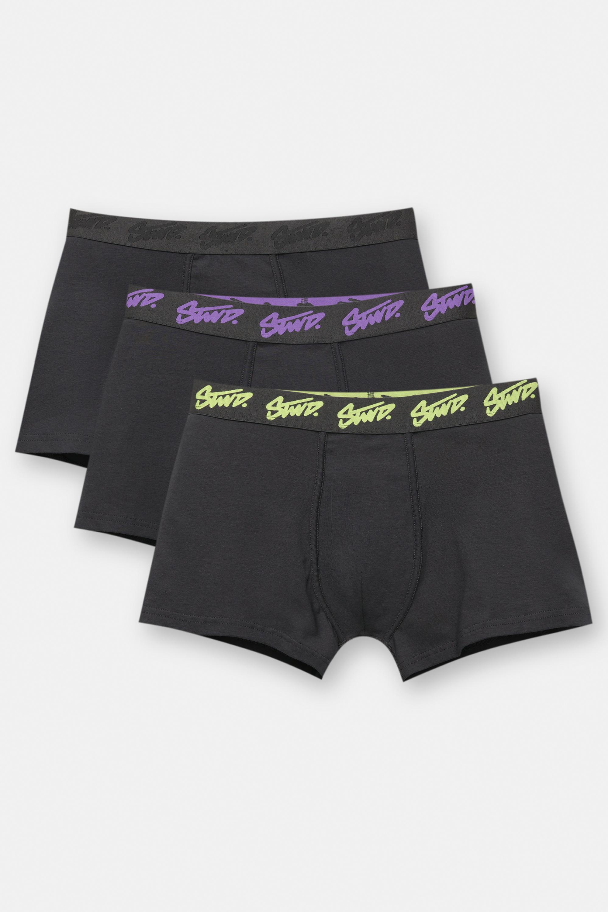 3er-Pack Schwarze Stwd Boxershorts, Neon