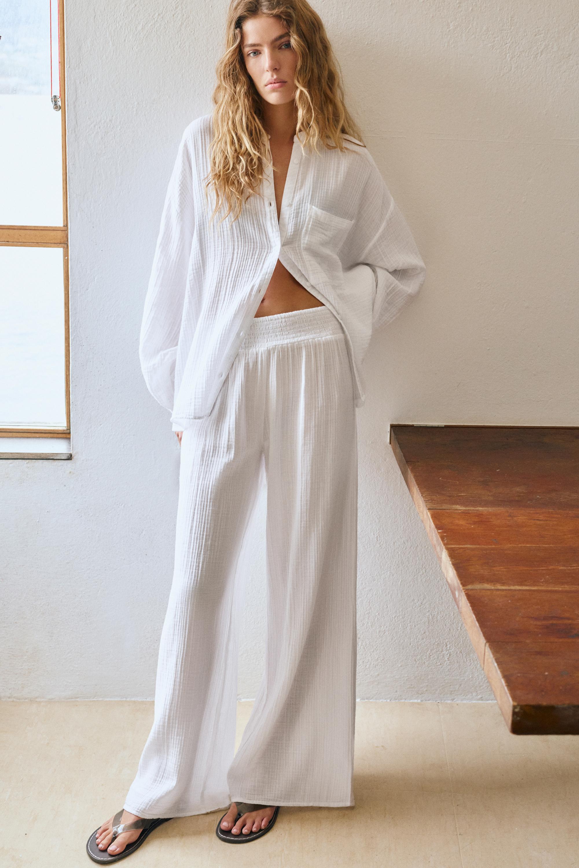 Pantaloni Fluidi Effetto Garza