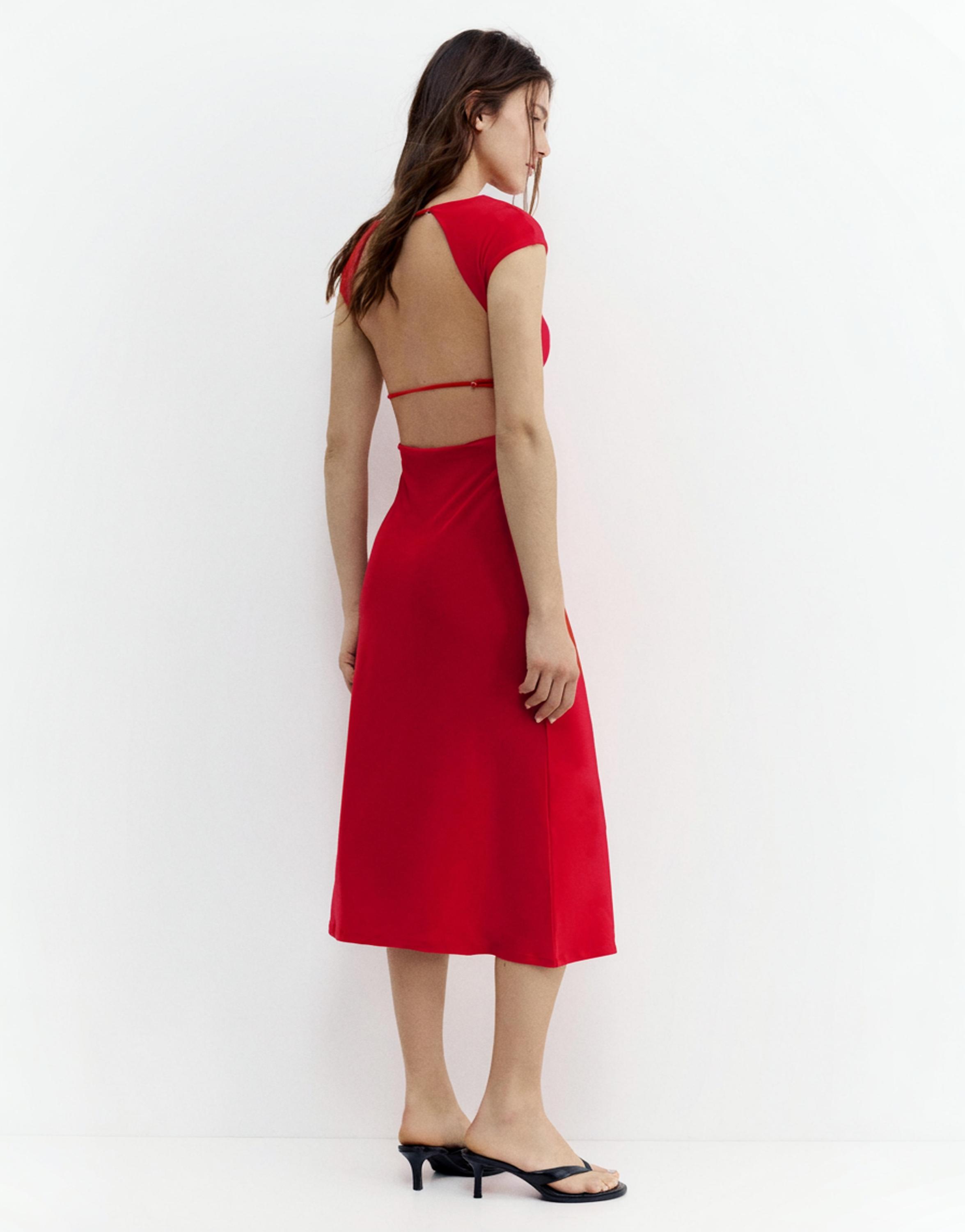 Sırtı açık midi elbise - Görsel 6