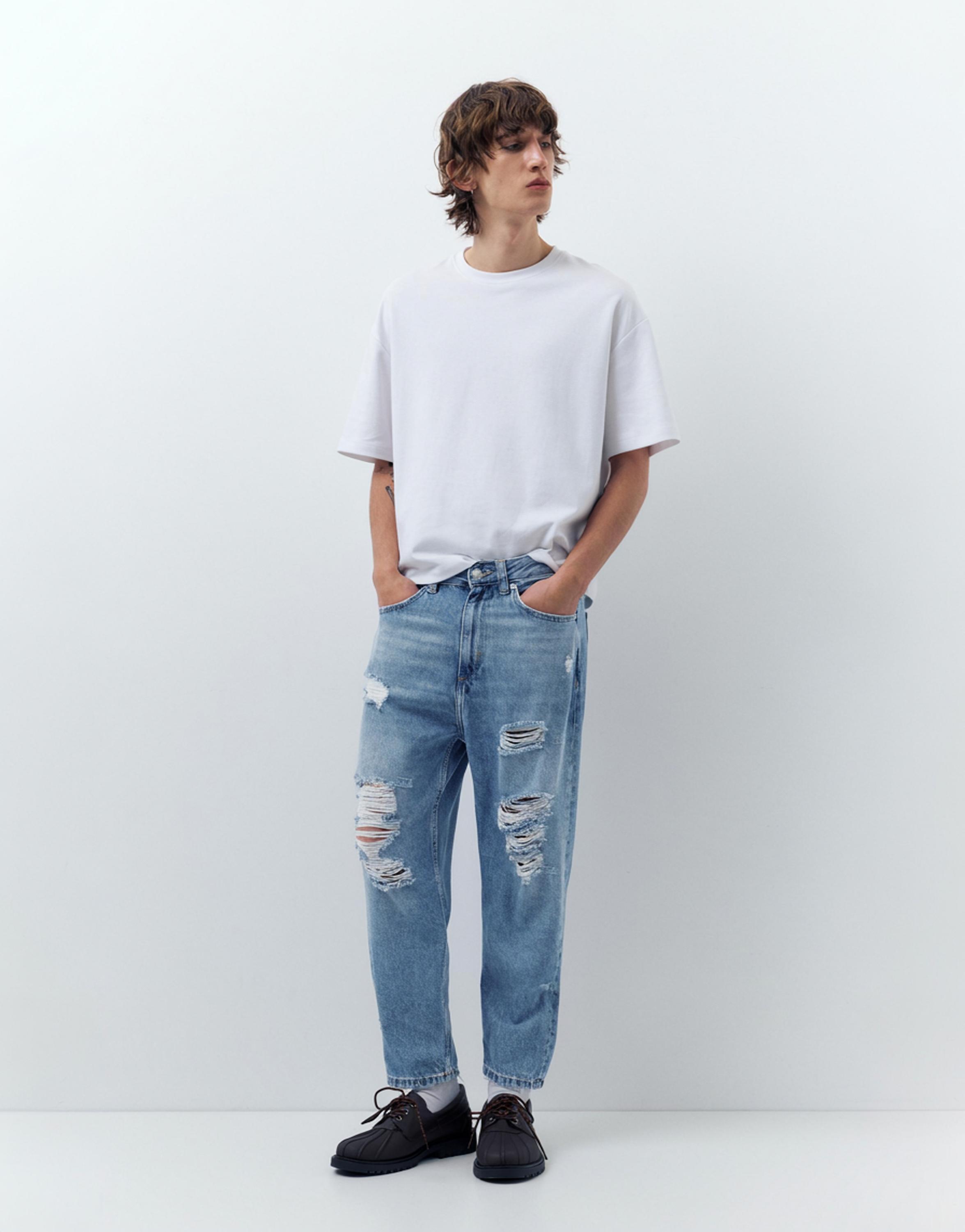 Relaxed fit ripped jeans — Pale indigo