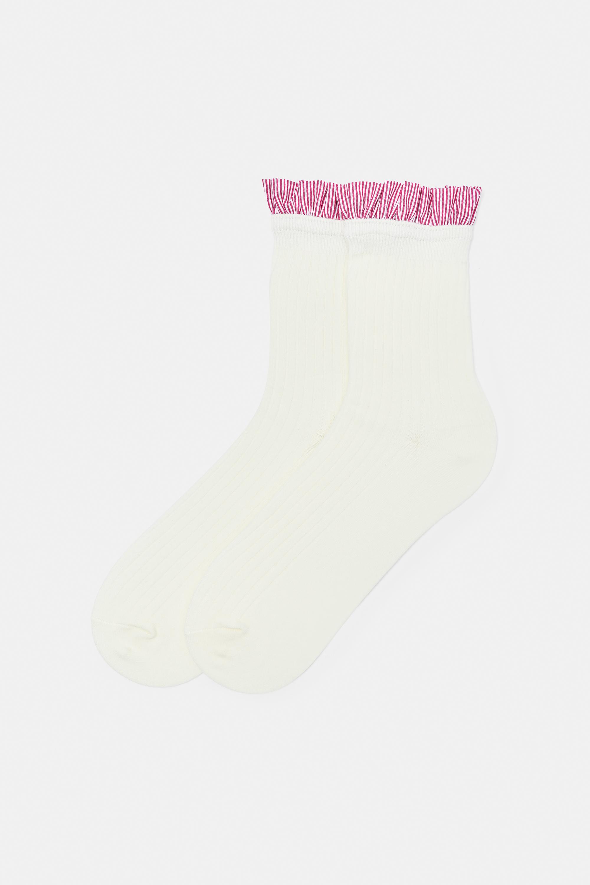 Poplin ruffle socks — White