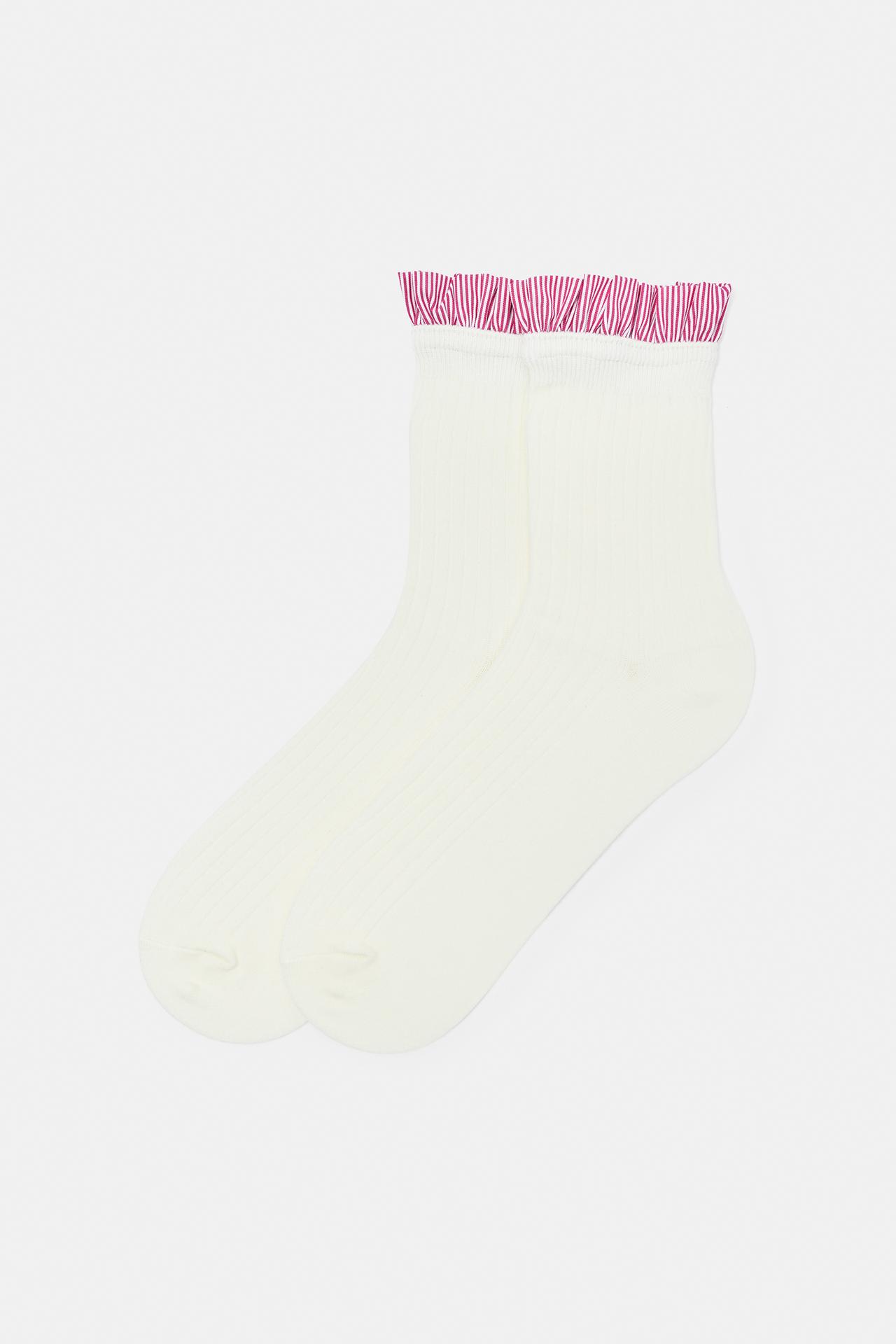 Poplin ruffle socks — White