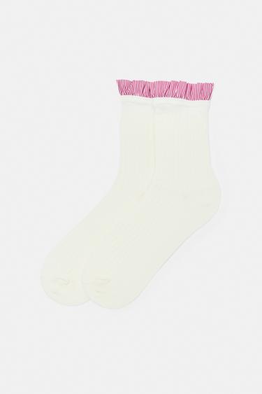 Poplin ruffle socks — White 1