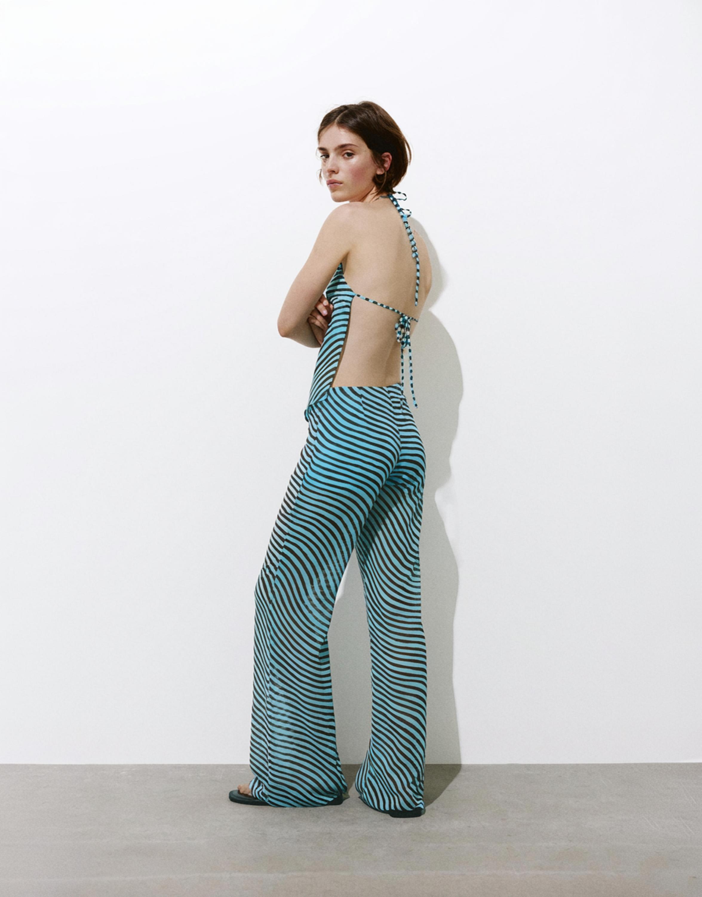 Wavy flowing trousers — Brown/Blue