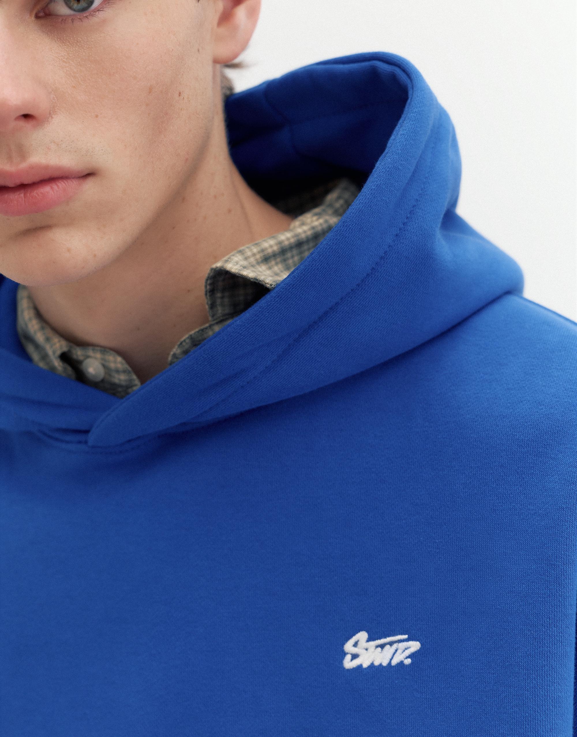 STWD logo boxy hoodie — Deep blue