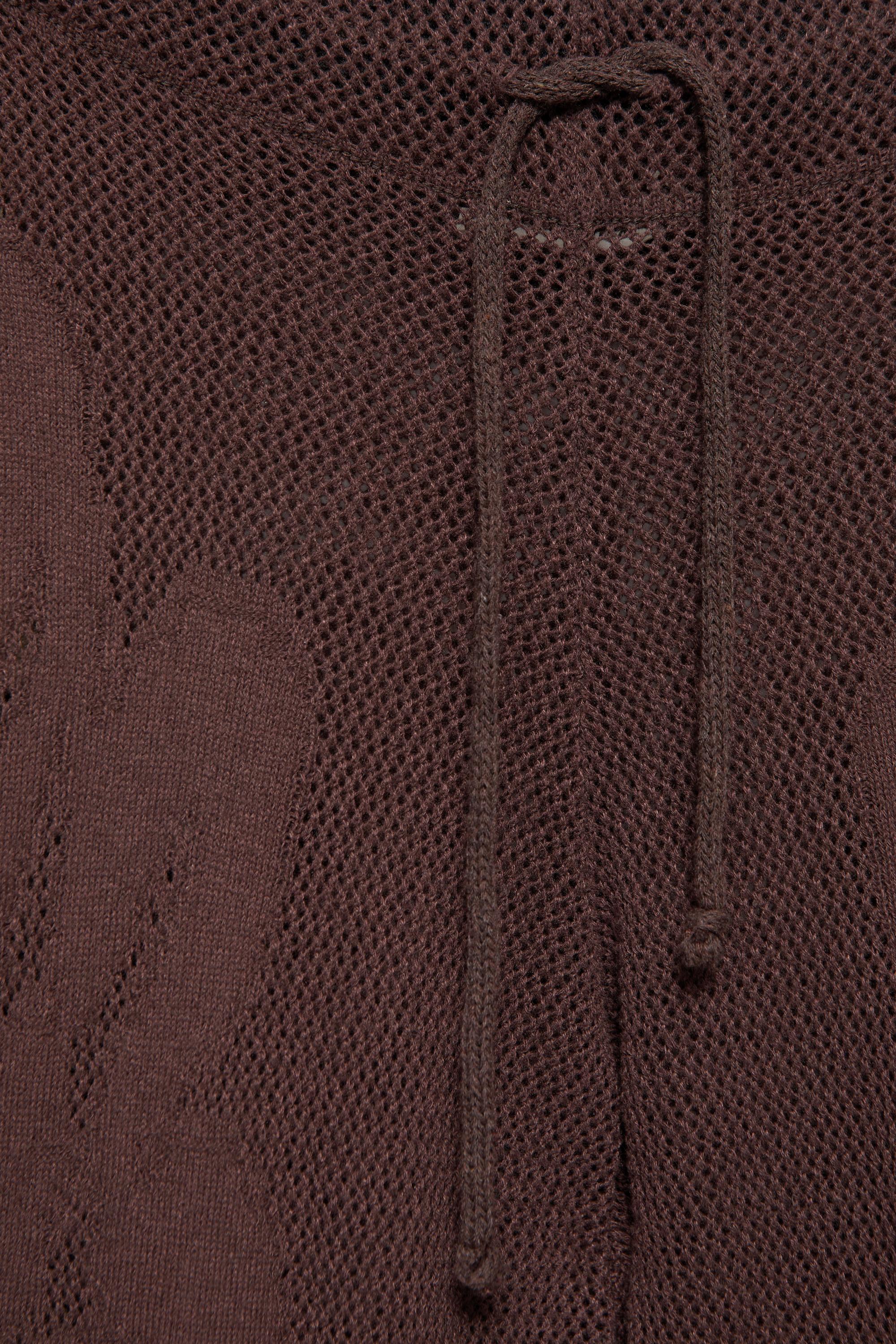 Brown floral crochet trousers — Brown