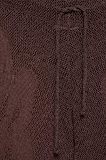 Brown floral crochet trousers — Brown 7