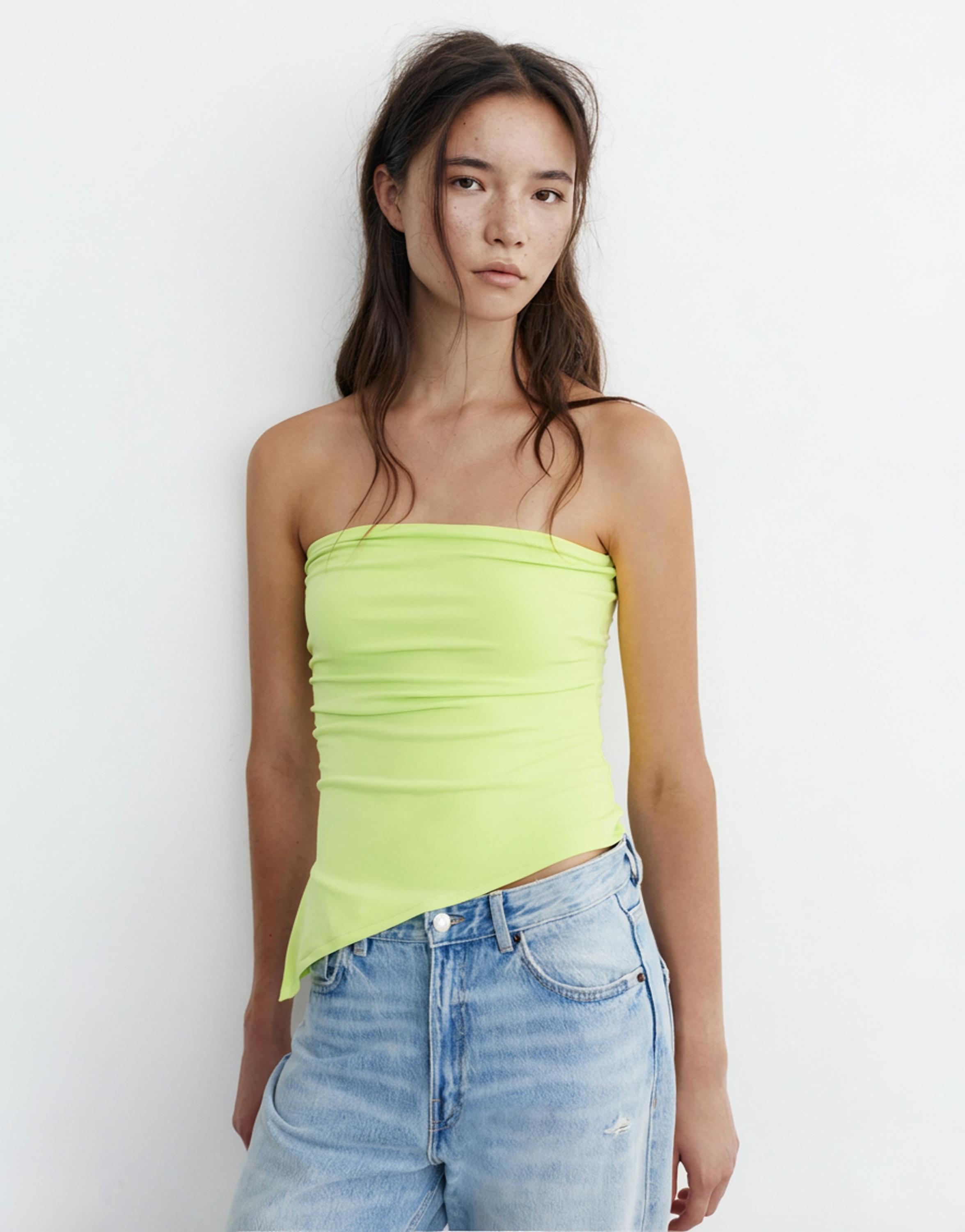 Asymmetric bandeau top — Lime