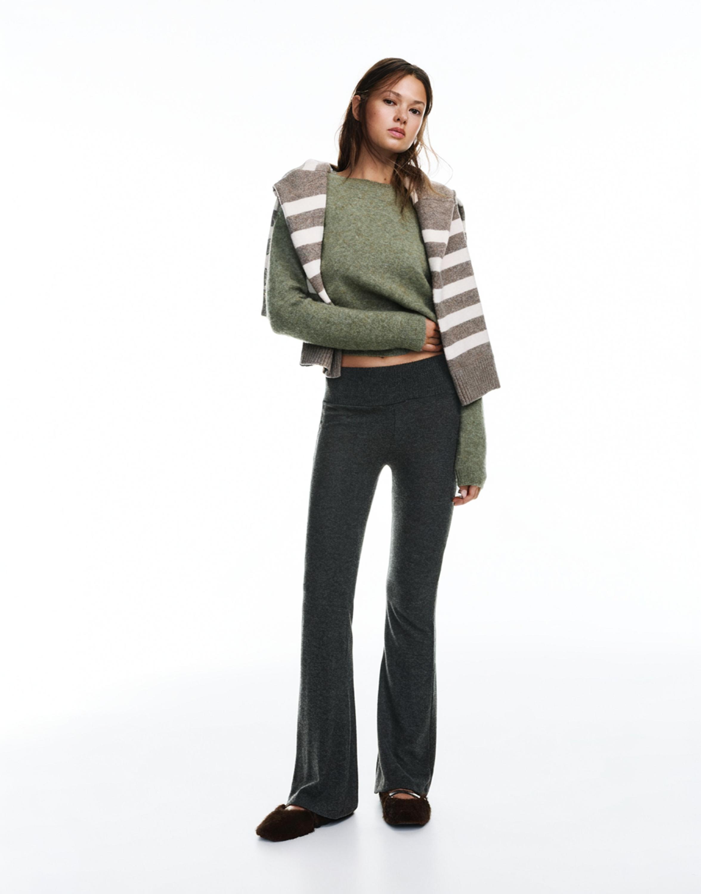 Soft touch flared trousers — Dark grey