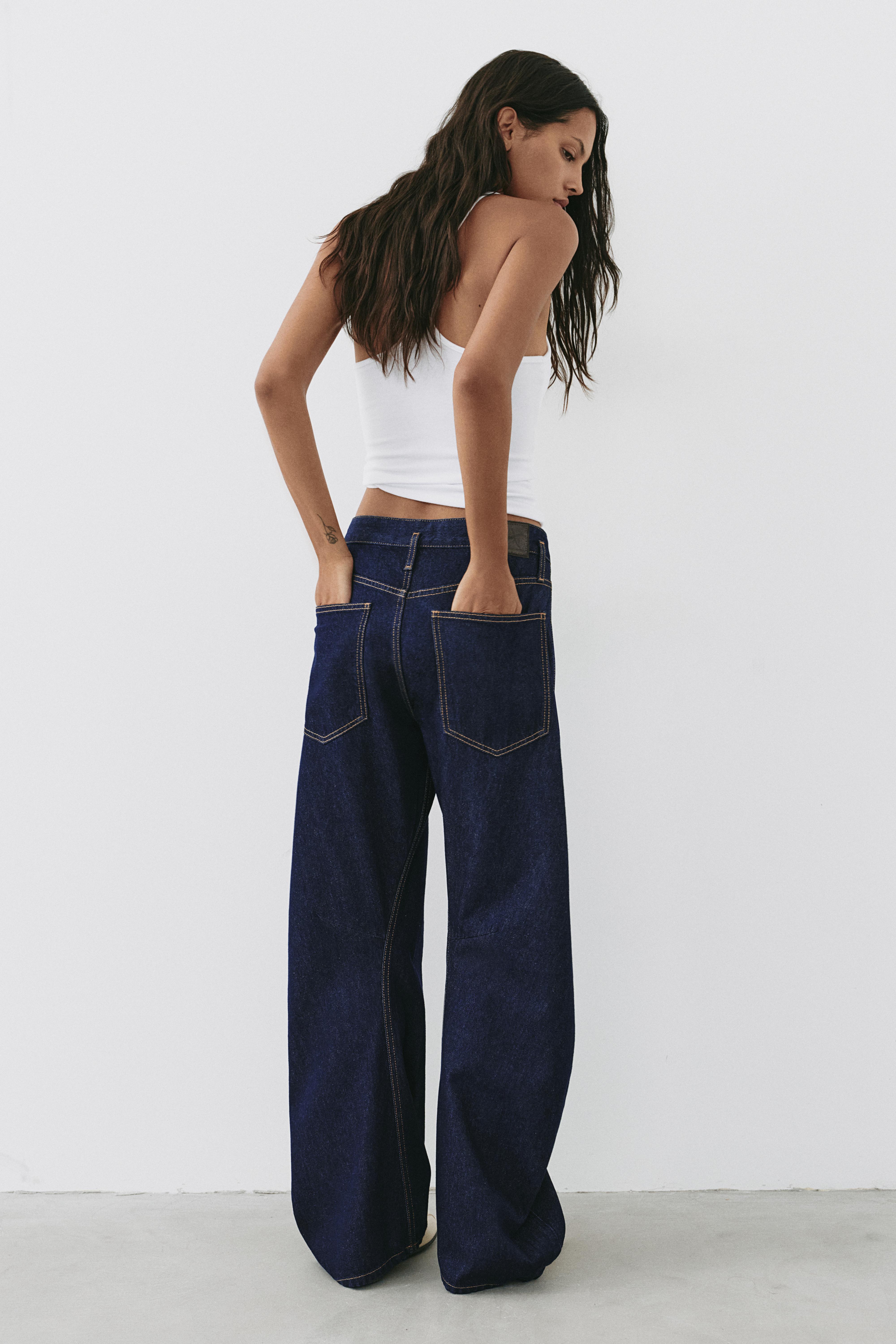 Low-rise barrel jeans — Navy