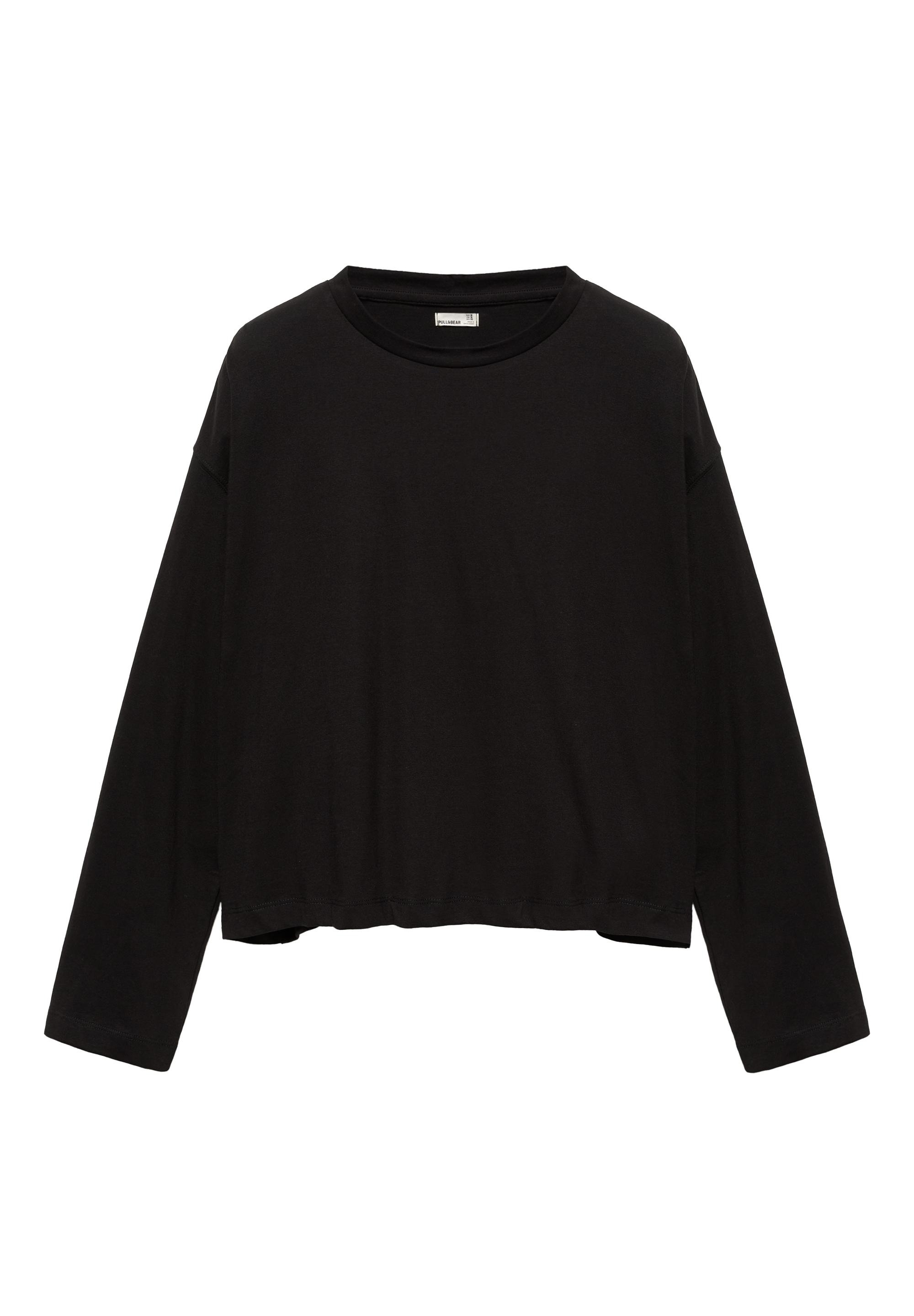 Boxy-fit long sleeve T-shirt — Black