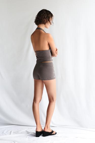Studded knit shorts — Steel 2