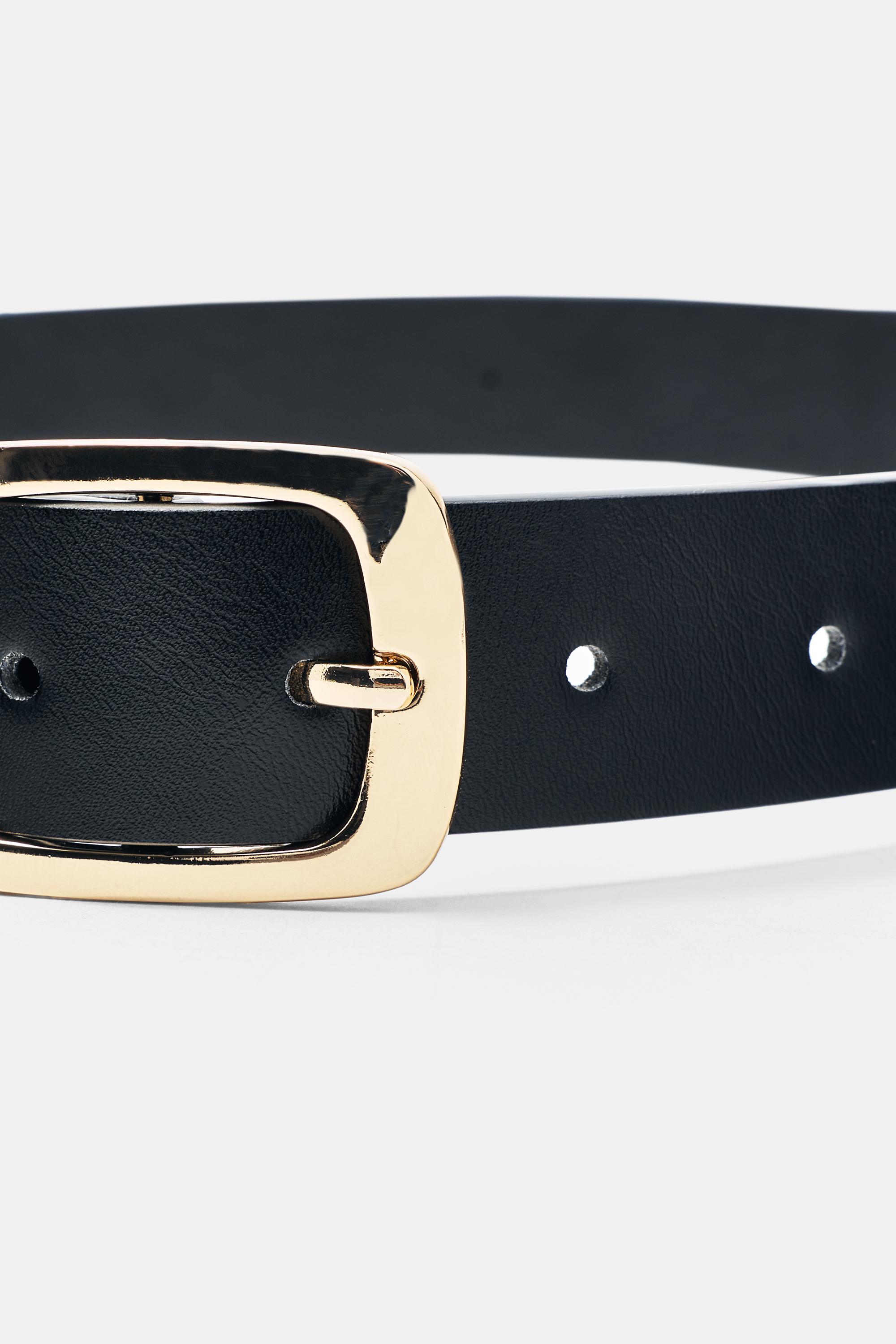 Rectangular buckle belt — Black (alternate view)