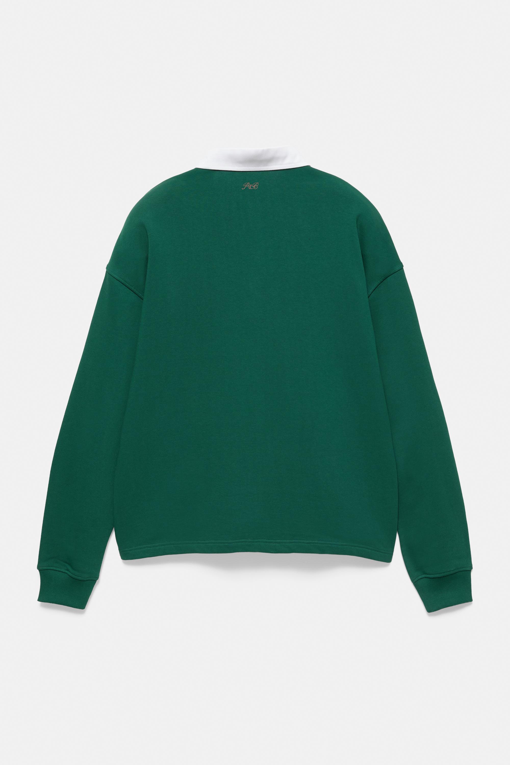 Long sleeve striped polo shirt — Green