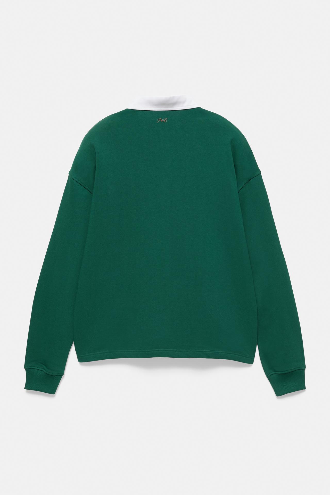 Long sleeve striped polo shirt — Green
