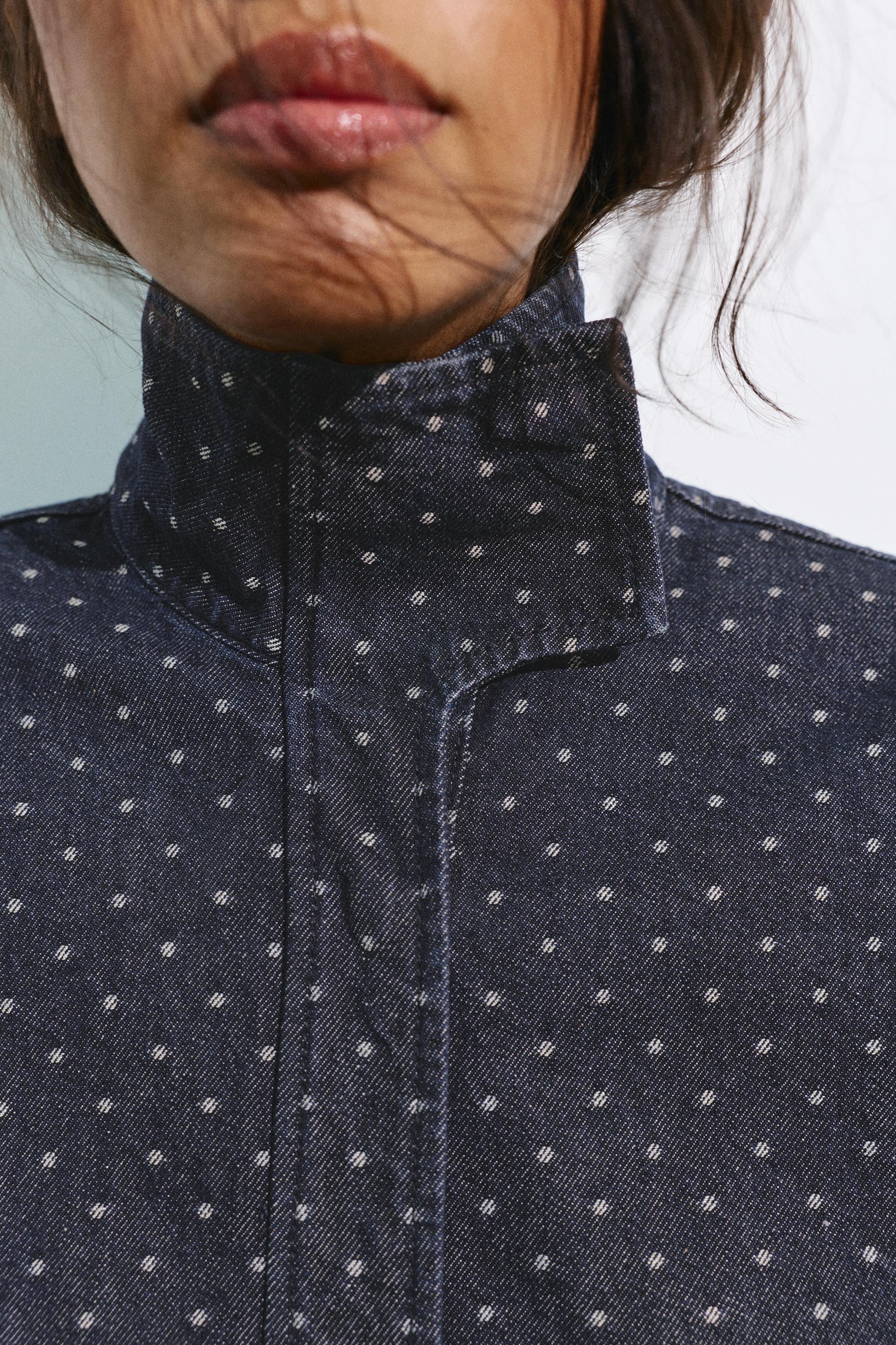 Polka dot denim jacket — Navy