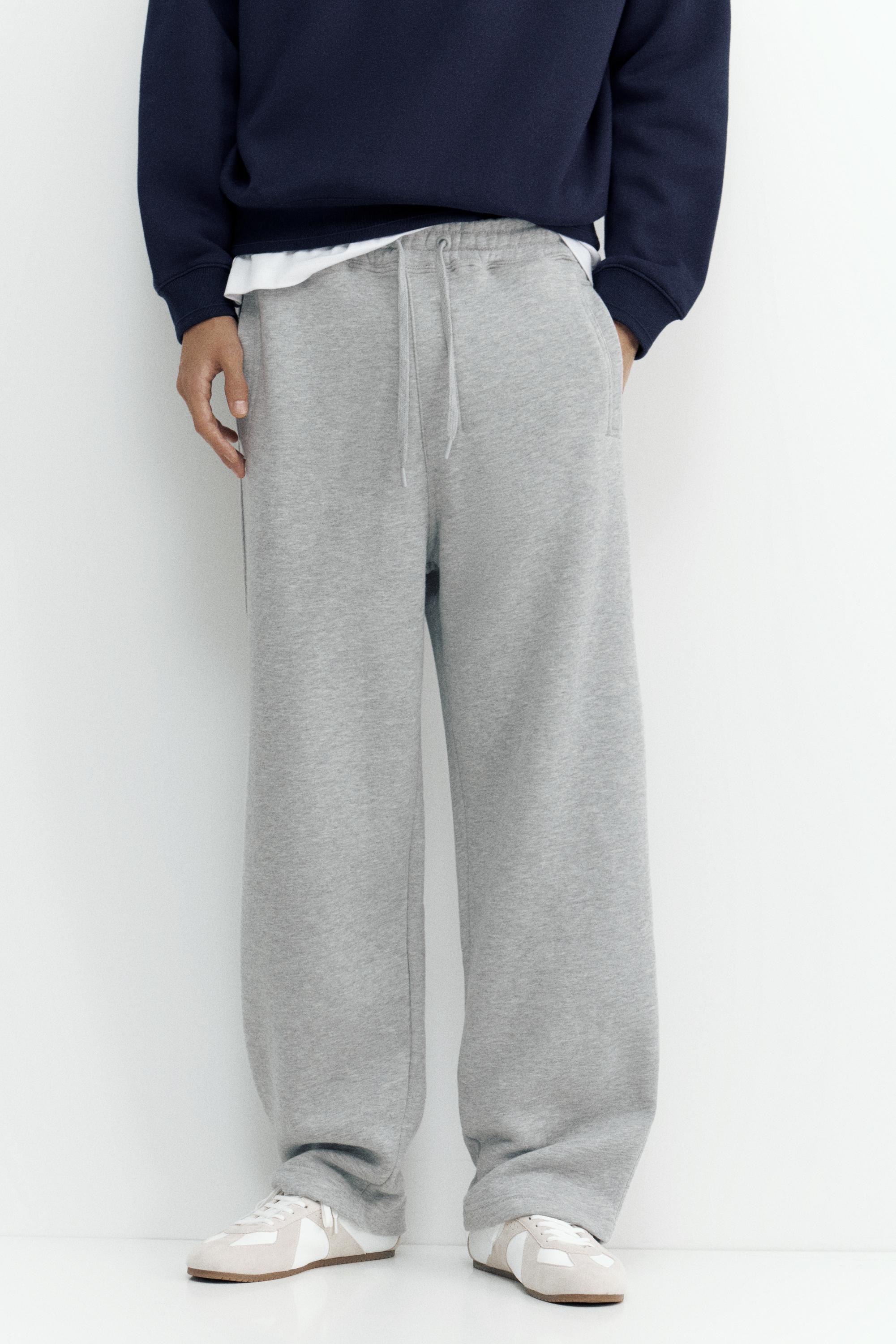 Basic baggy tracksuit bottoms — Grey marl