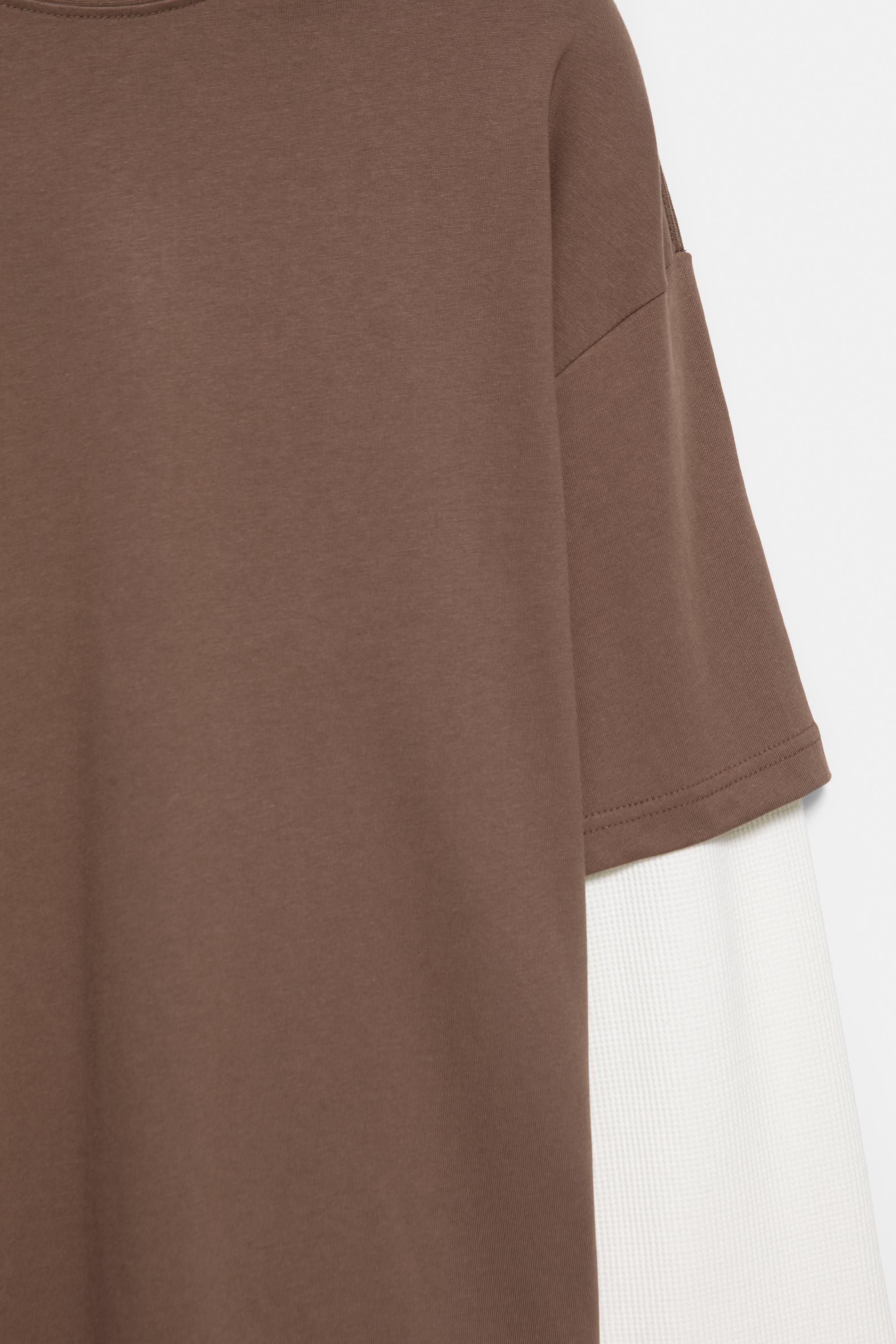 Double-layer long sleeve T-shirt — Brown