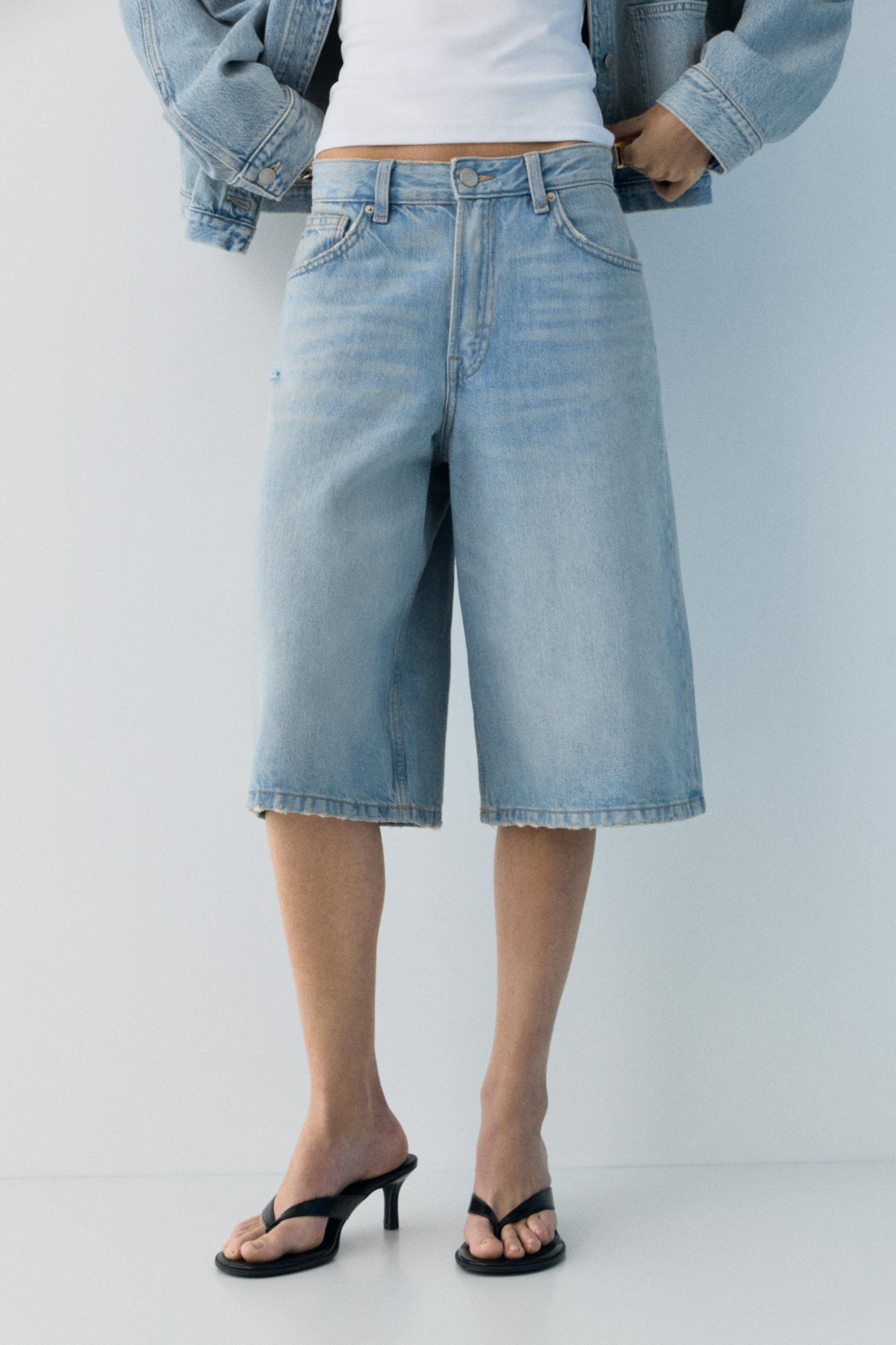 Düşük bel denim şort - Görsel 26