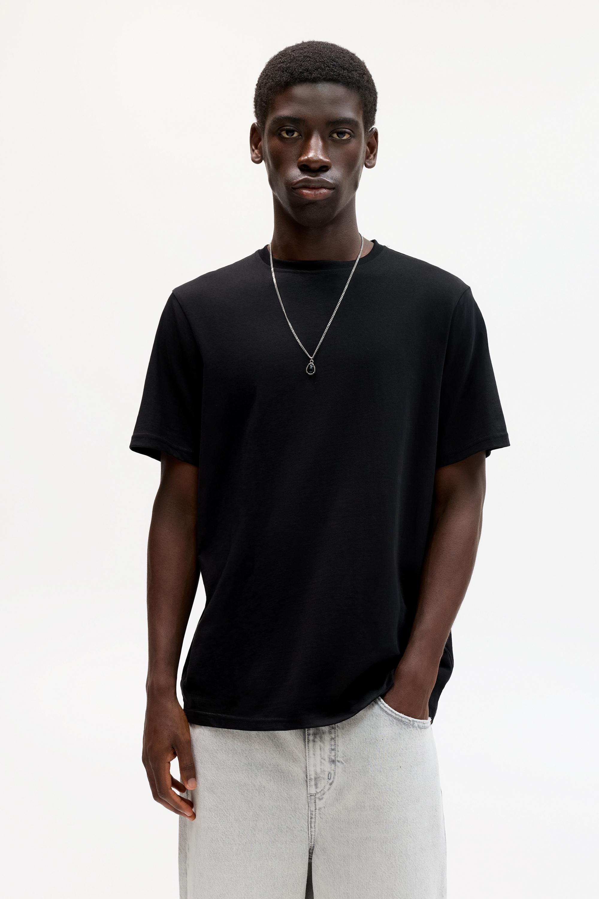 Basic short sleeve cotton T-shirt — Black