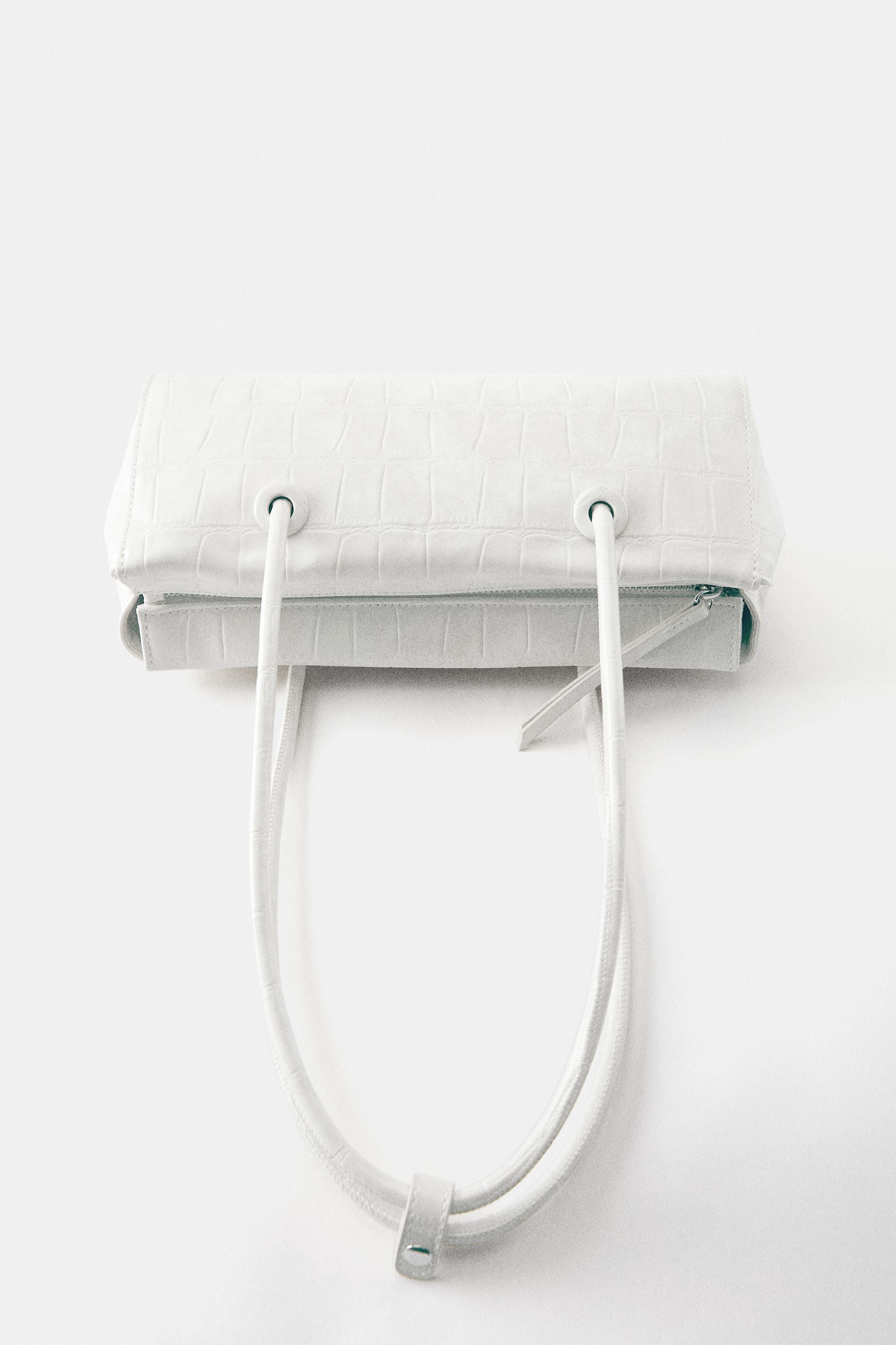 Textured shoulder bag — Ecru