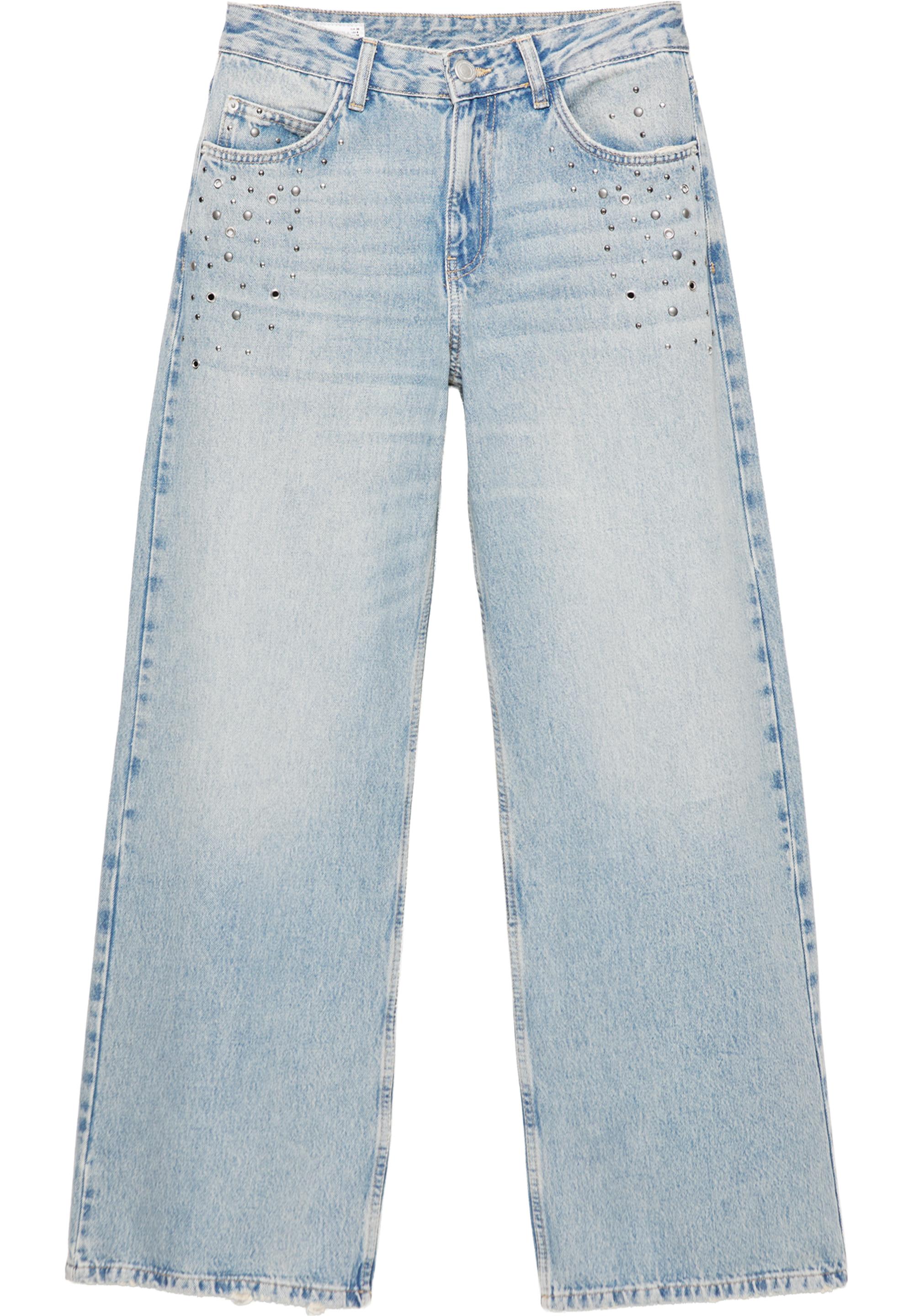 Pull&Bear Kuşgözü detaylı baggy jean