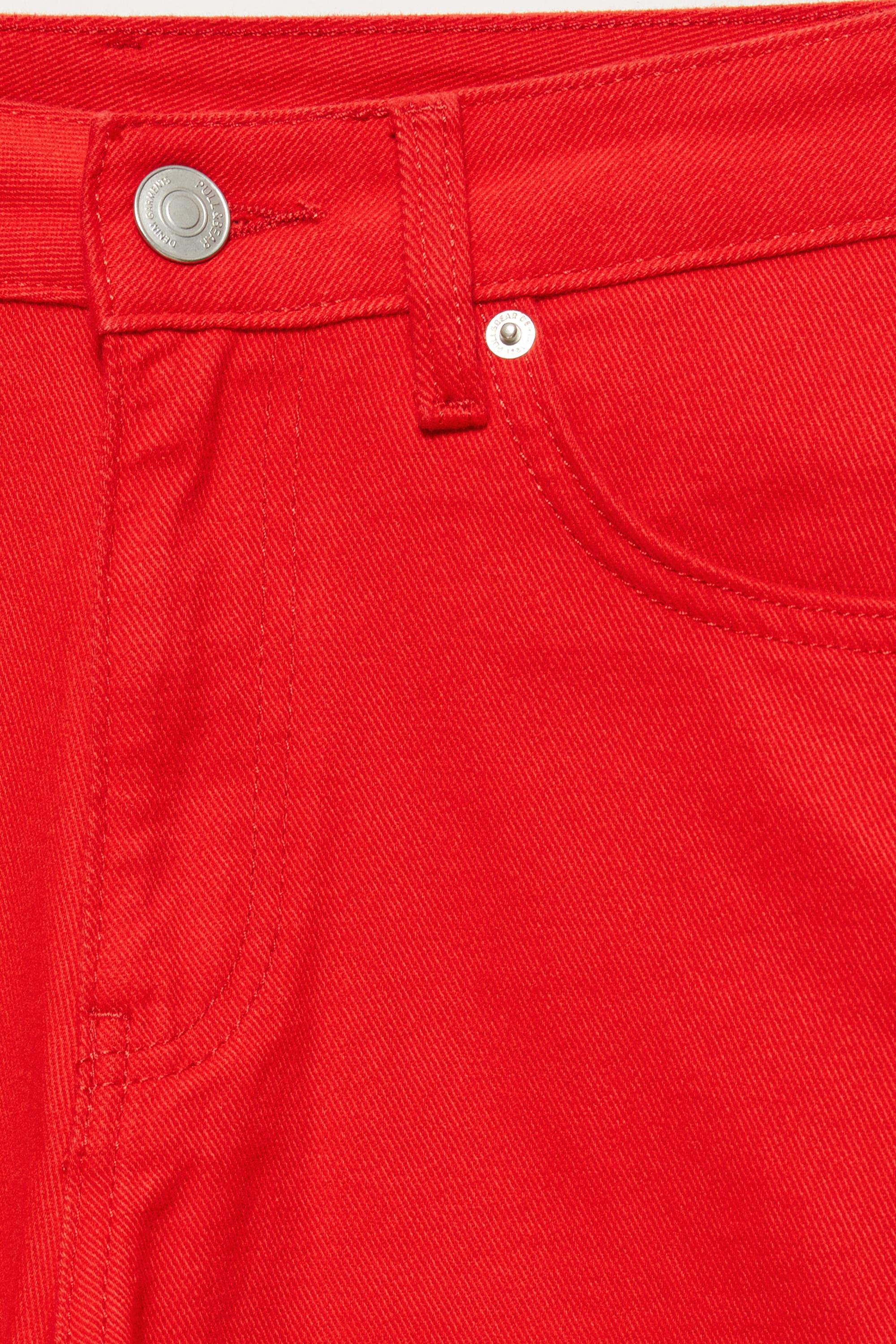 Low-rise barrel jeans — Red