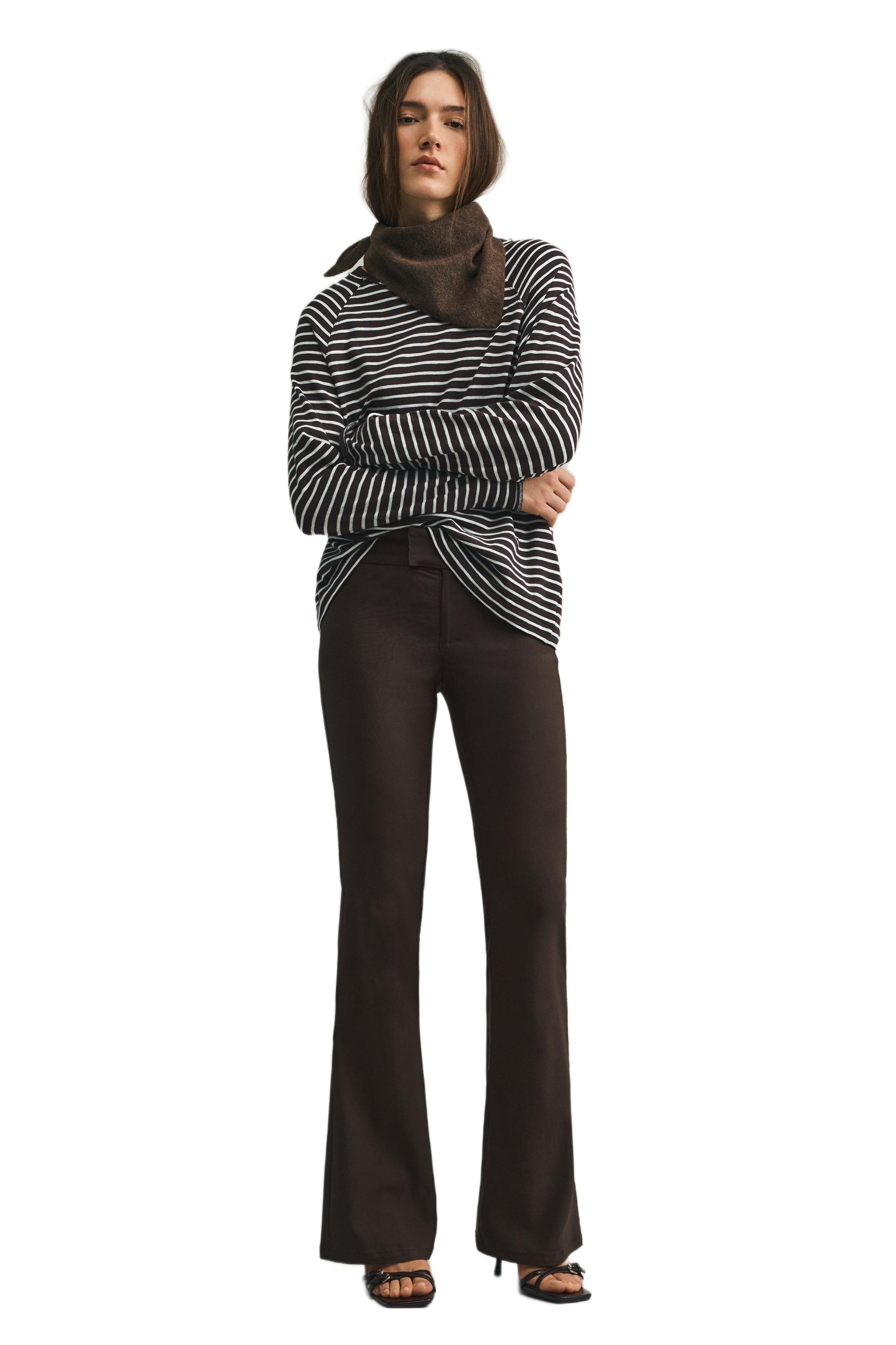 Mid-waist bootcut trousers — Brown