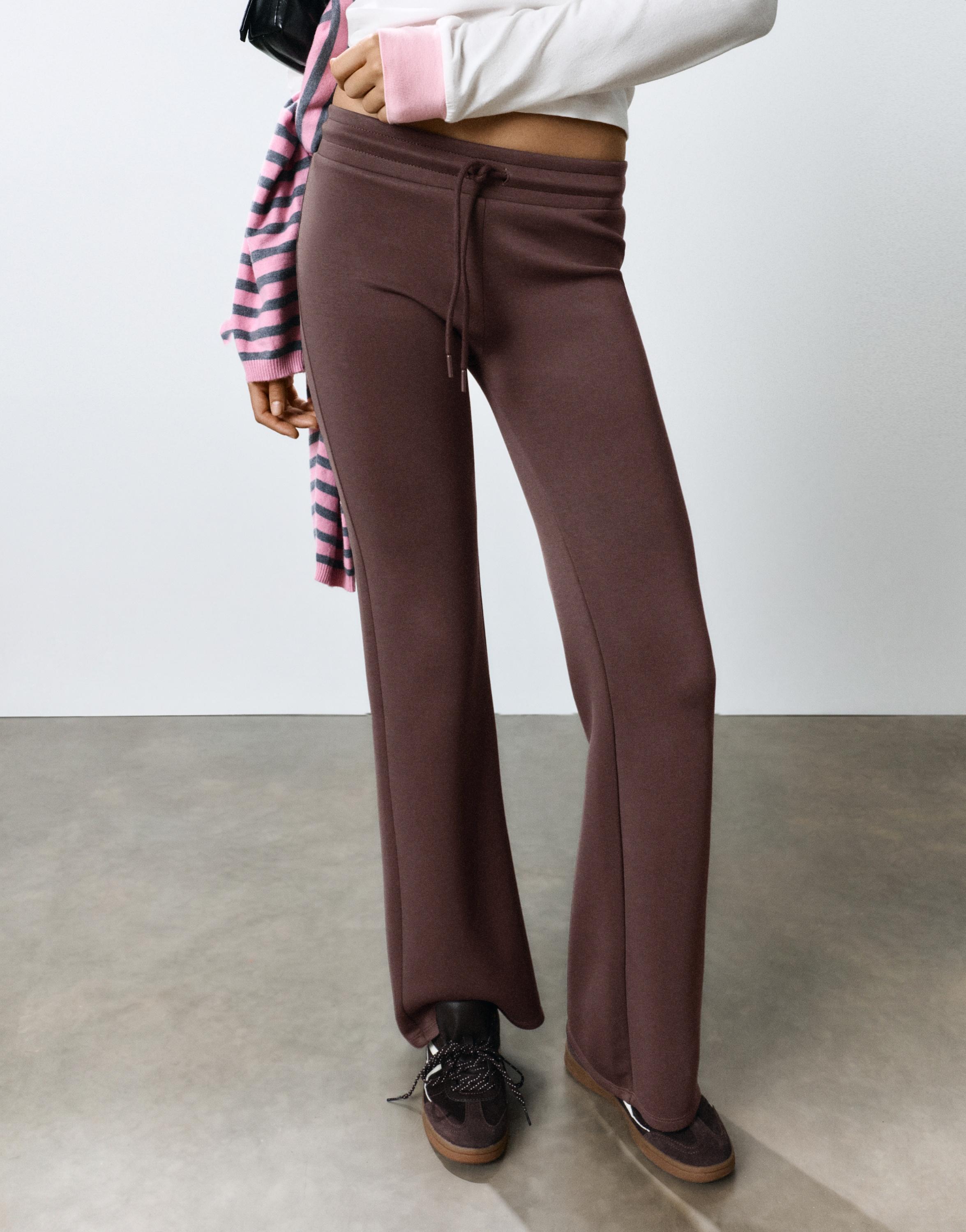 Modal flared trousers — Brown