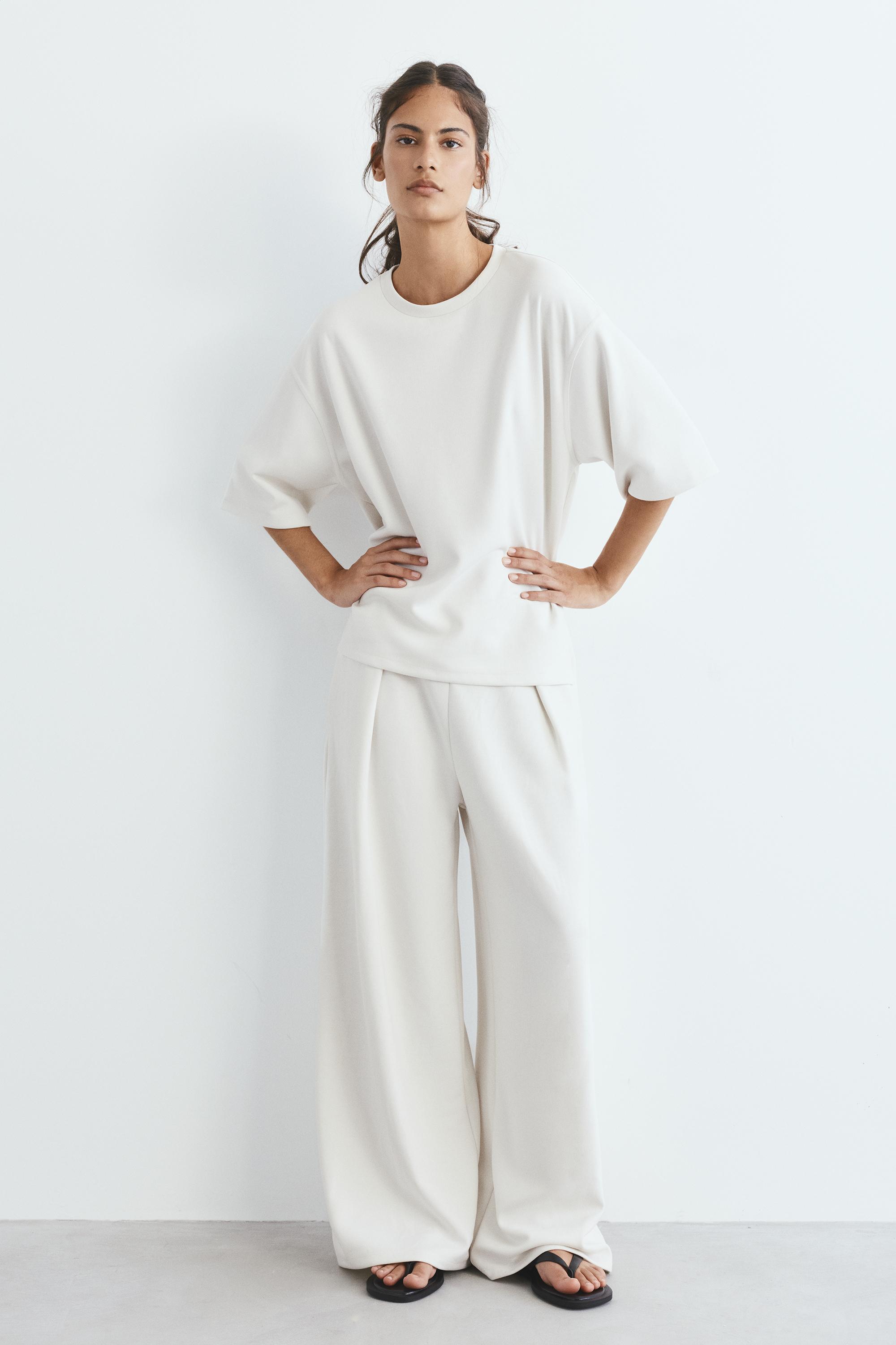 Soft-touch short sleeve T-shirt — Ecru
