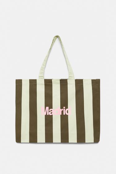 Striped city tote bag — Yellow 1