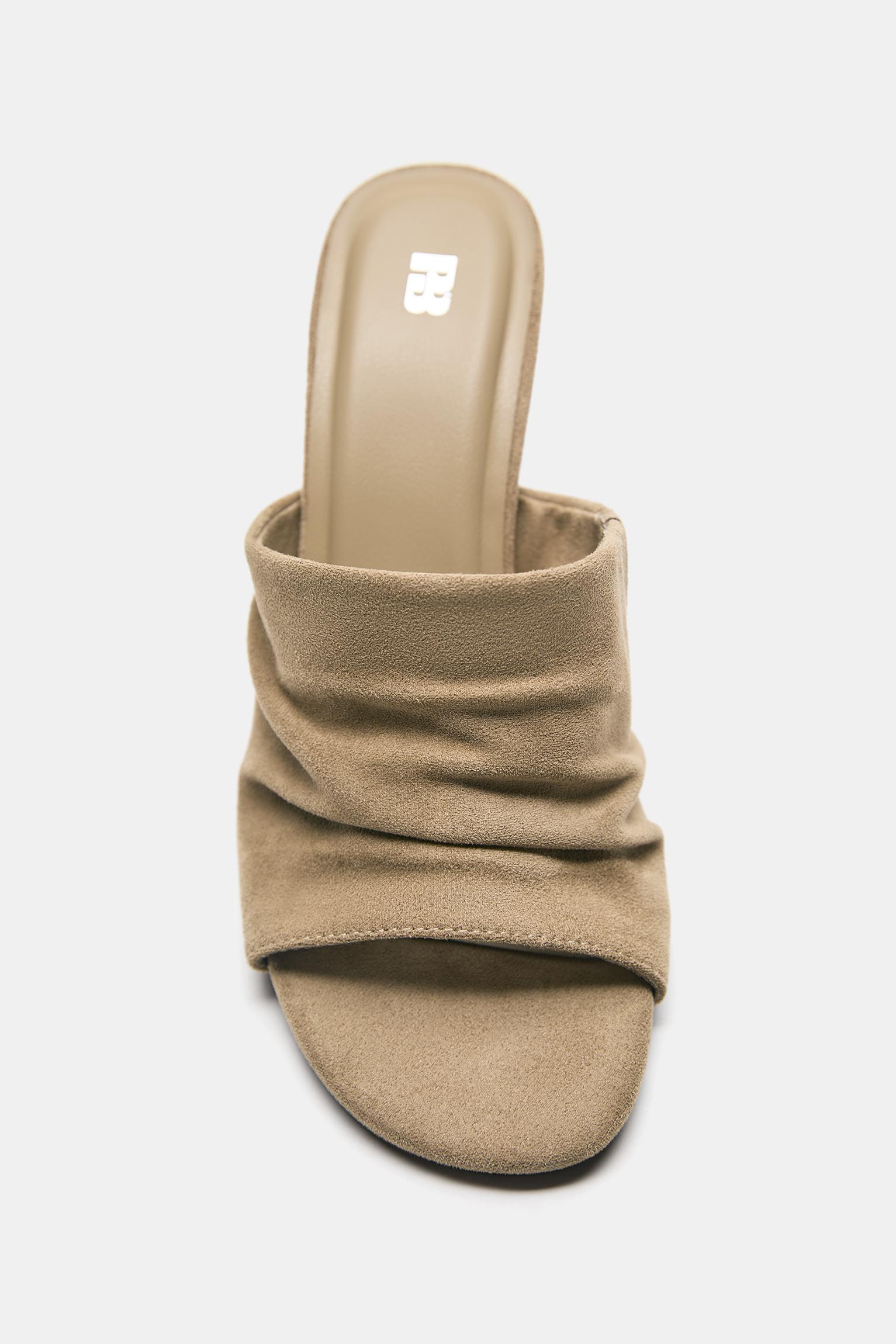 Gathered high-heel sandals — Sand