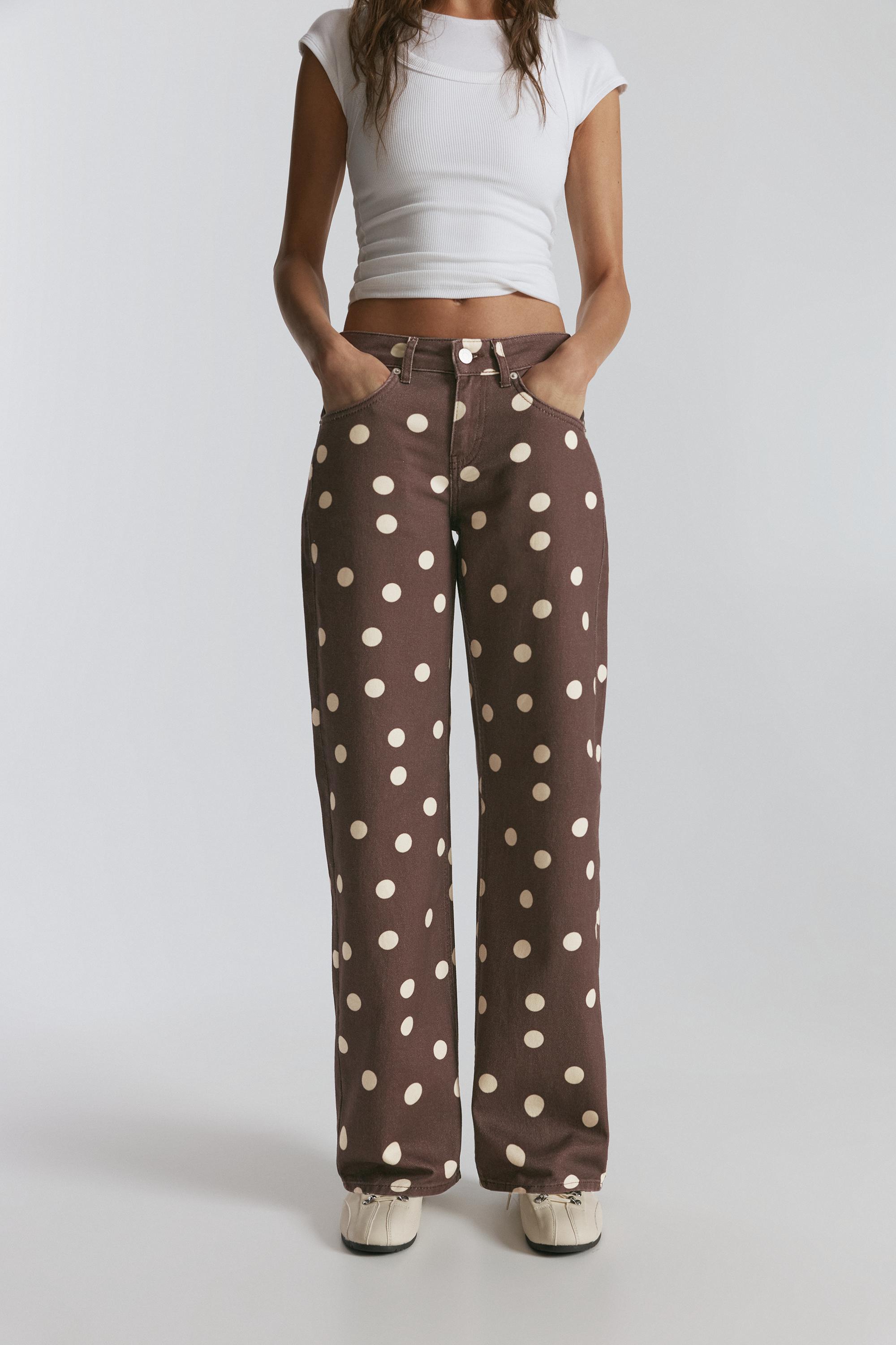 Polka dot straight-leg jeans — Brown