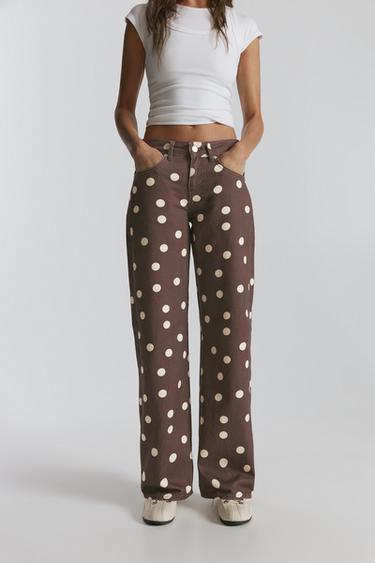 Polka dot straight-leg jeans — Brown 2
