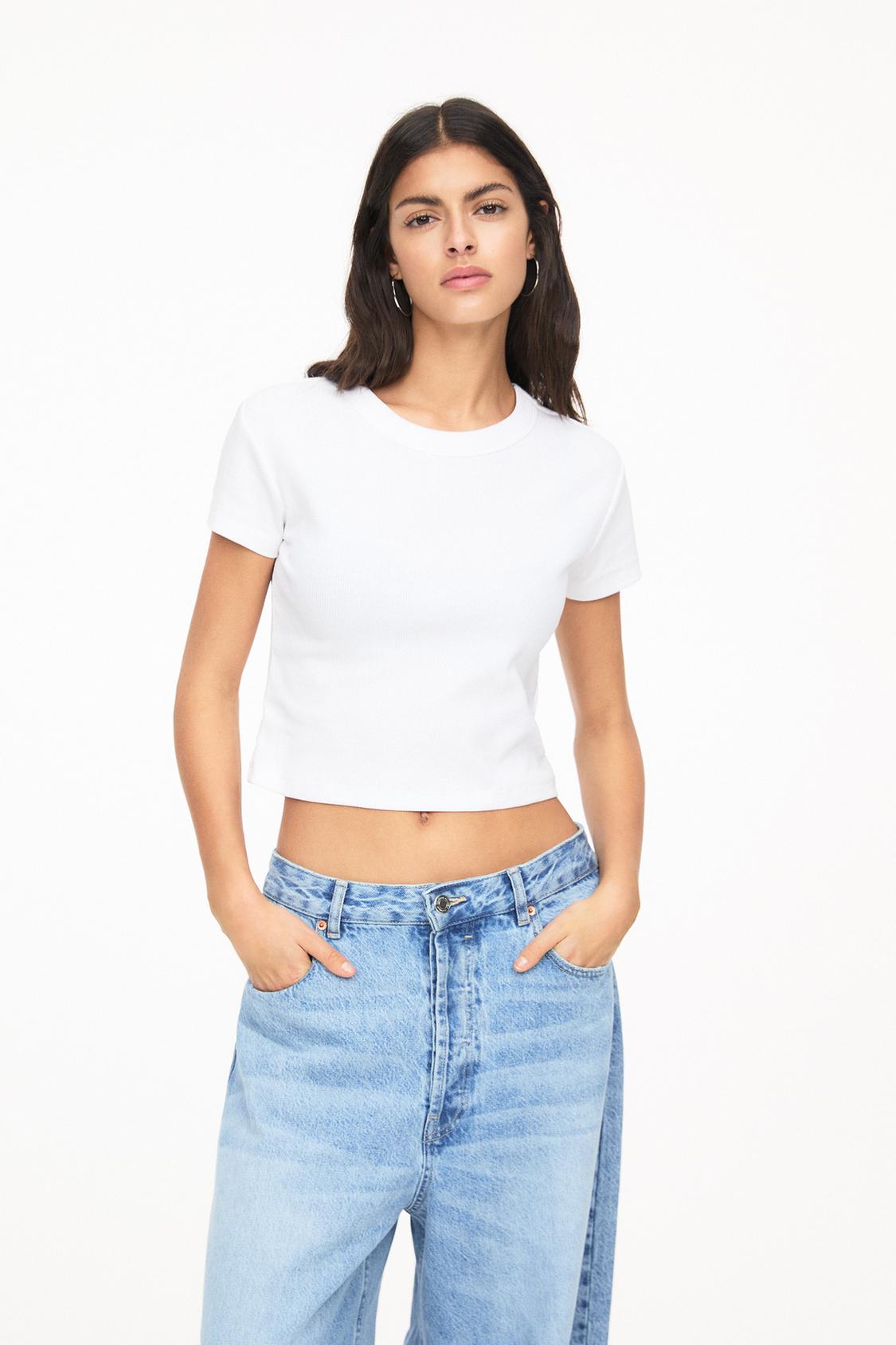 Crop Top Camisetas Tirantes Mujer Pull And Bear Camiseta Cropped