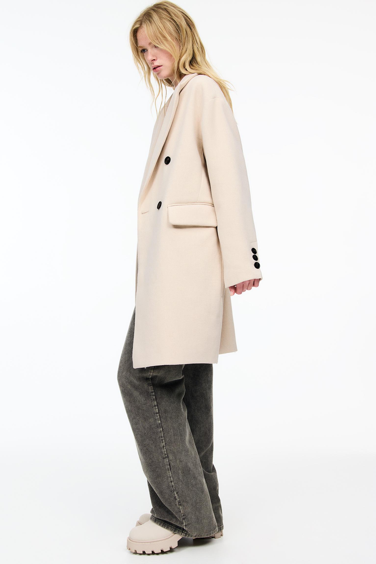 Pull&bear button front coat in tan best sale