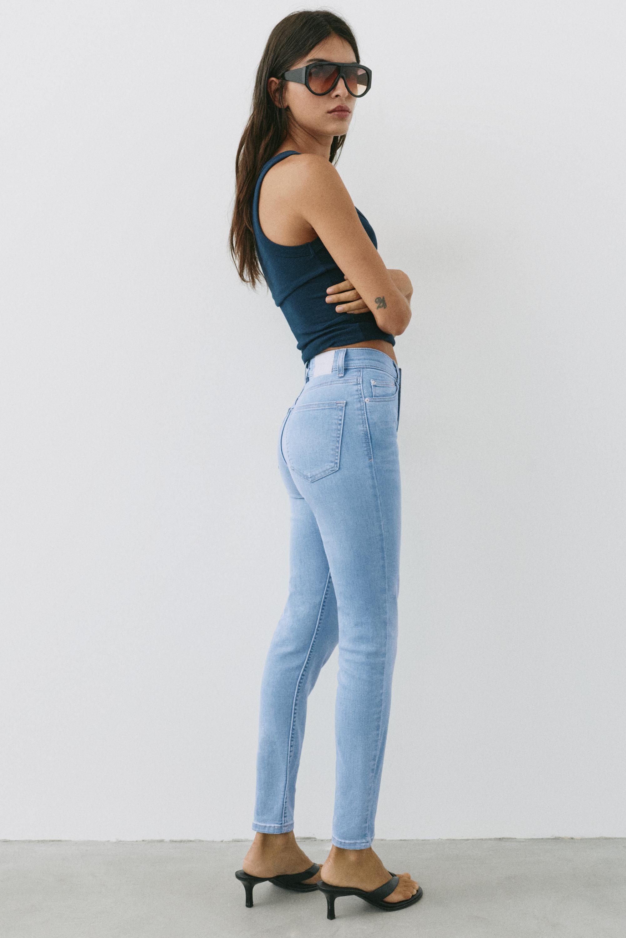 High-waist skinny jeans — Sky blue