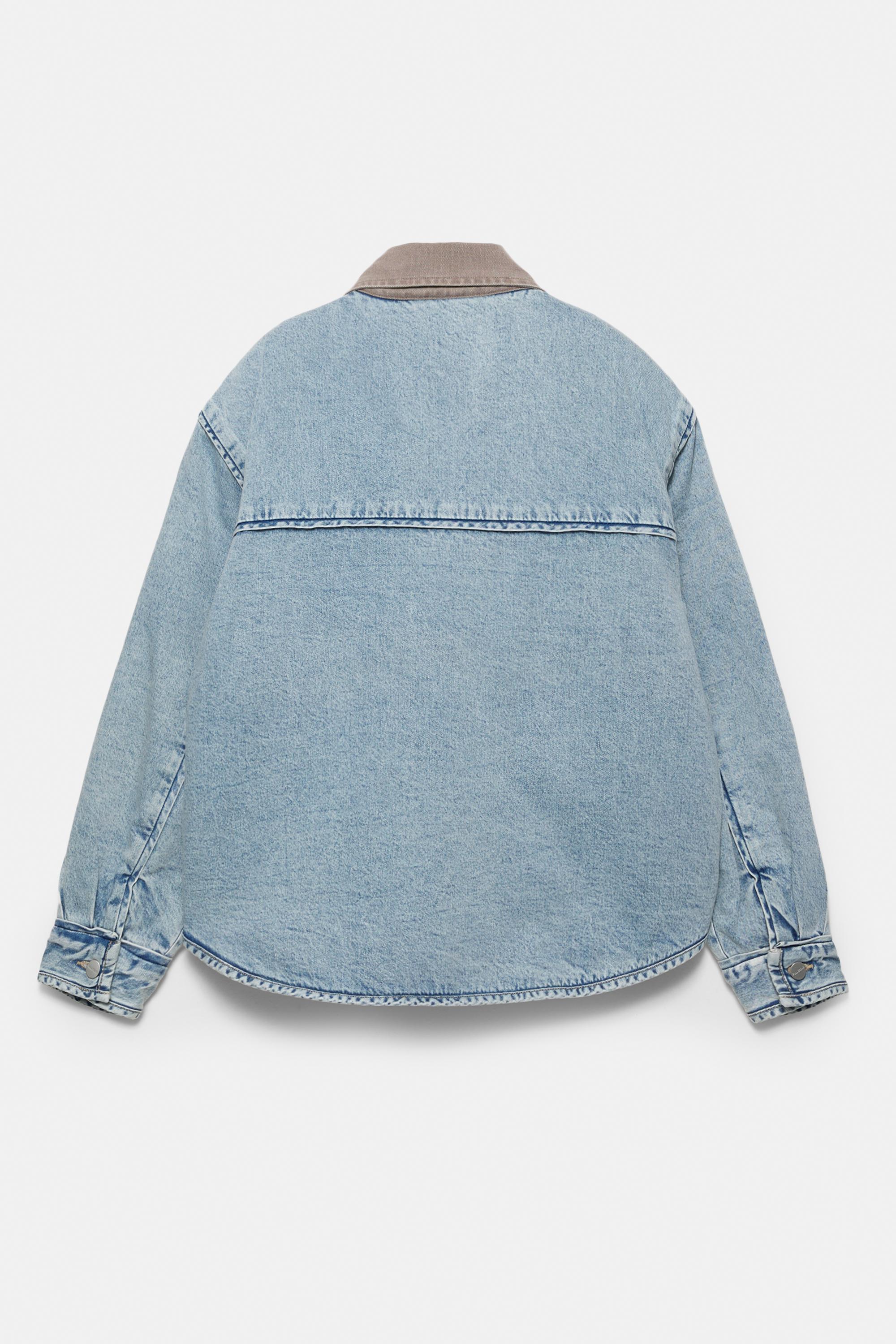 Kontrast yakalı denim ceket - Görsel 2