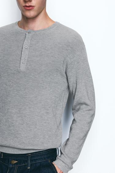 Henley collar jumper — Grey marl 4