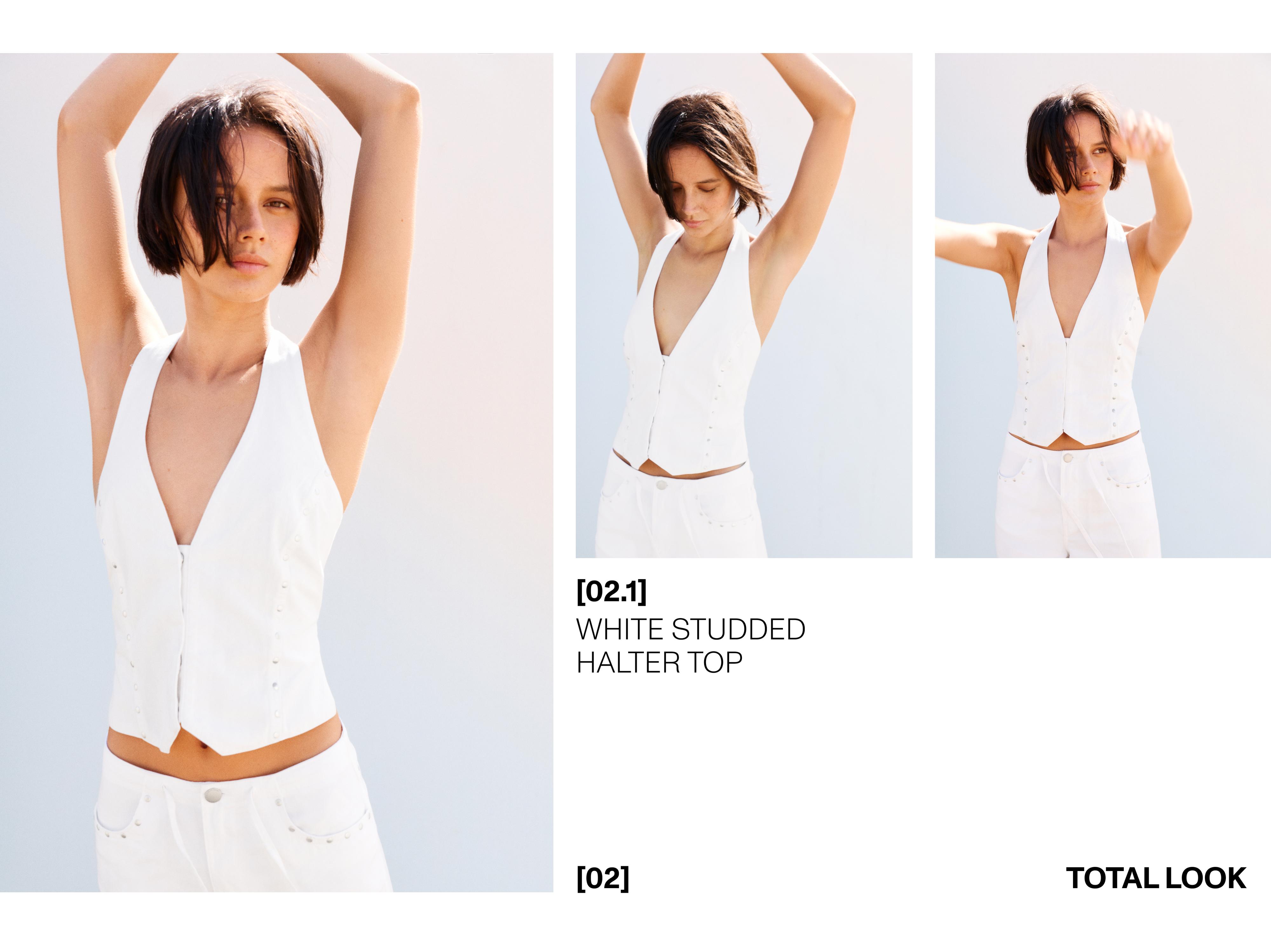White studded halter top — White