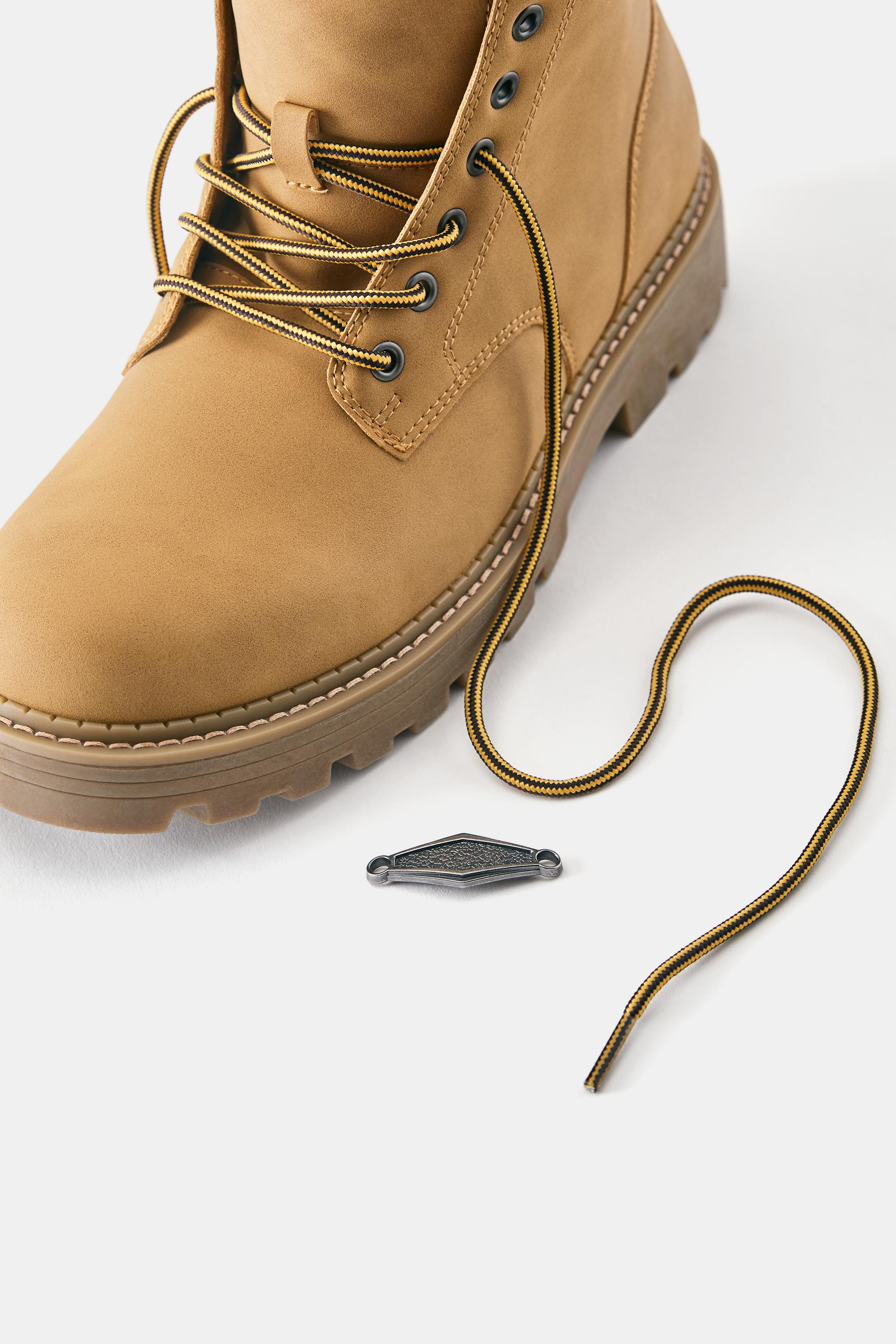 Lace-up boots with detail — Mustard