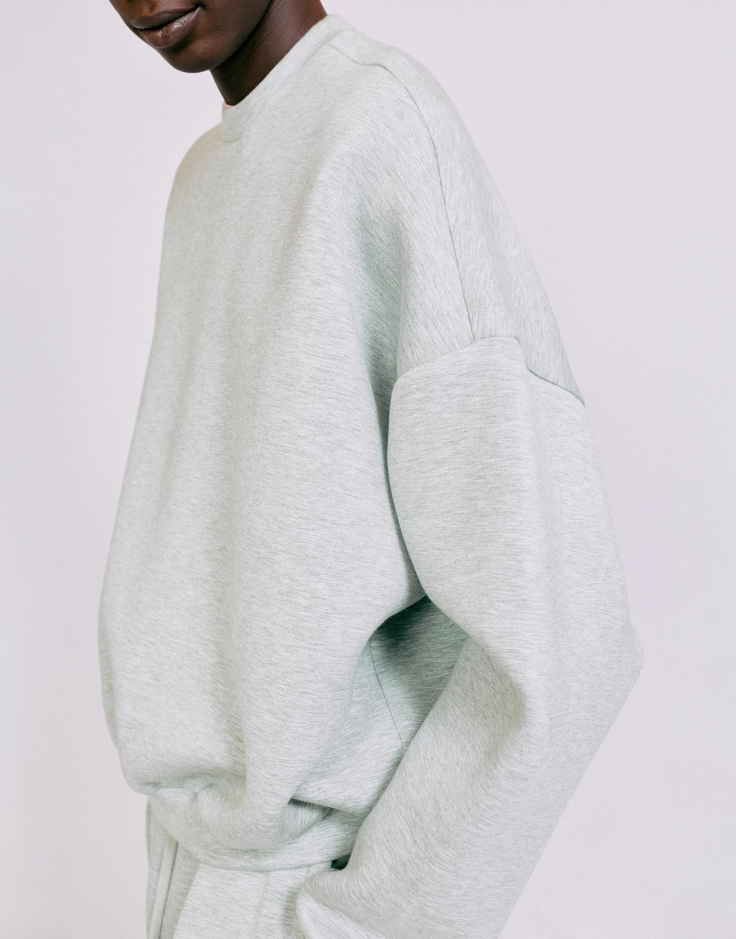 Interlock round neck sweatshirt — Grey marl