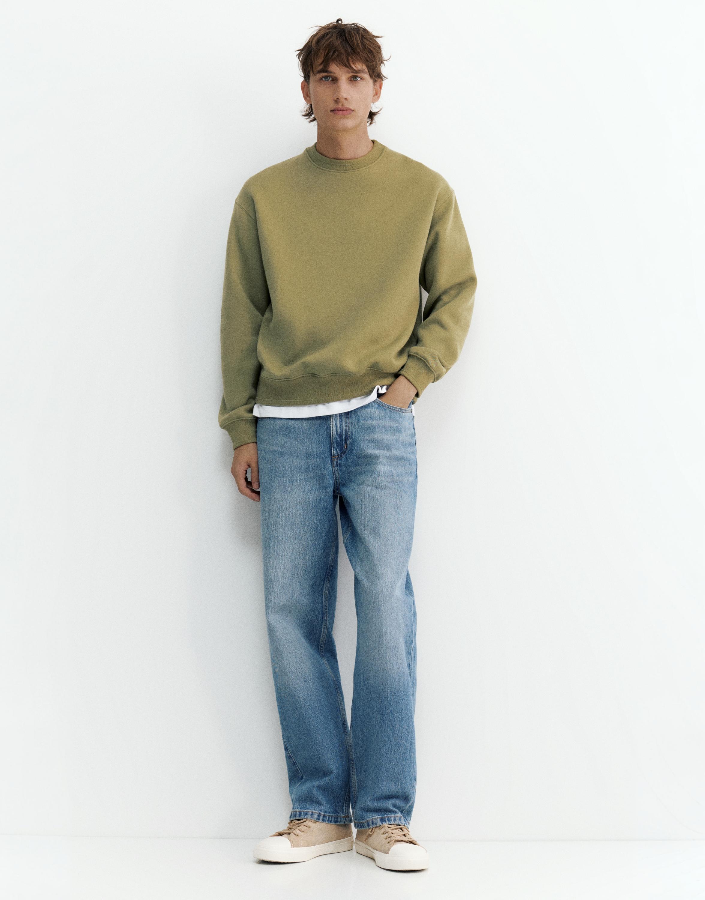 Relaxed fit round neck sweatshirt — Olive
