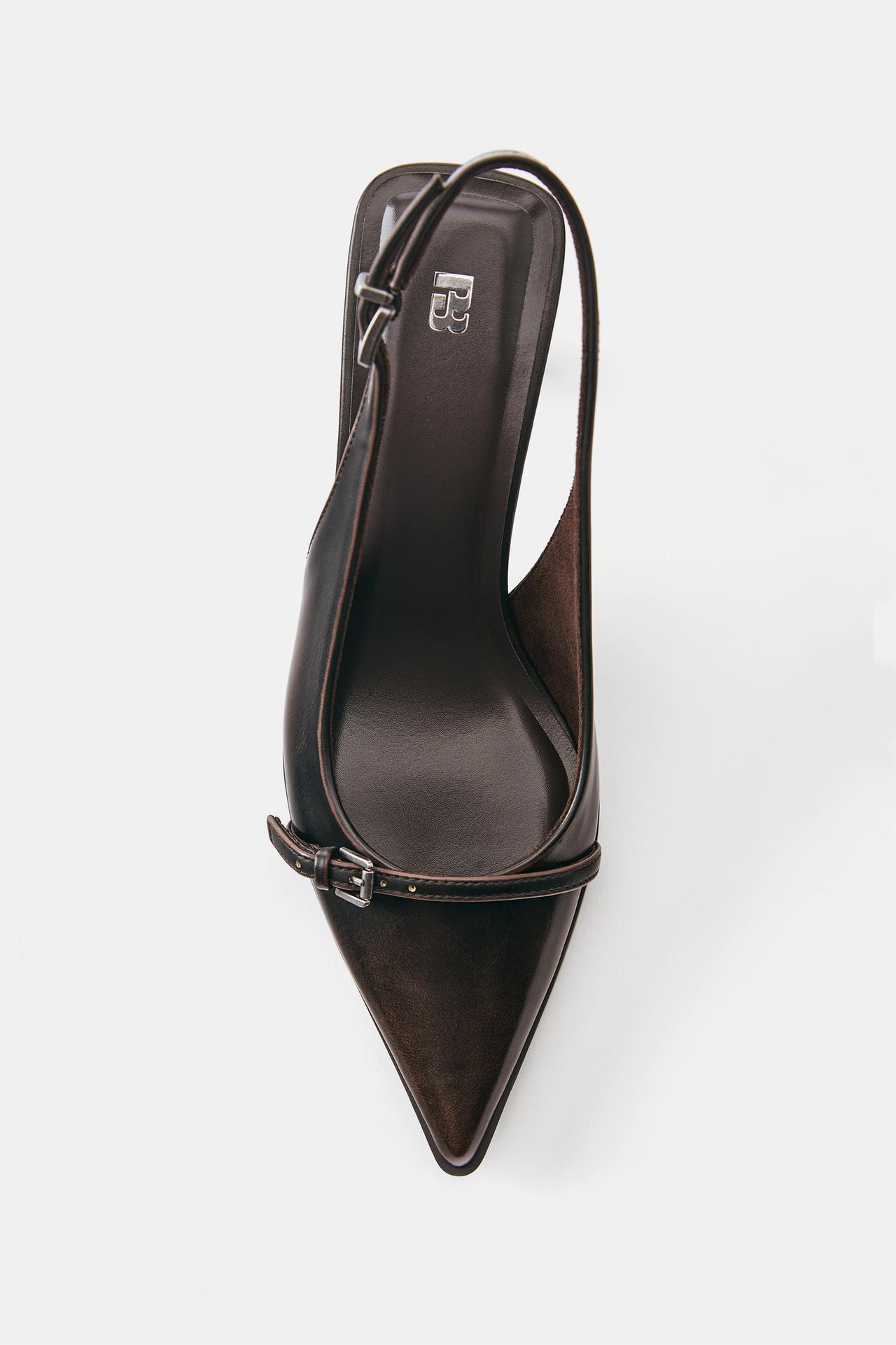 Buckle slingback shoes — Brown