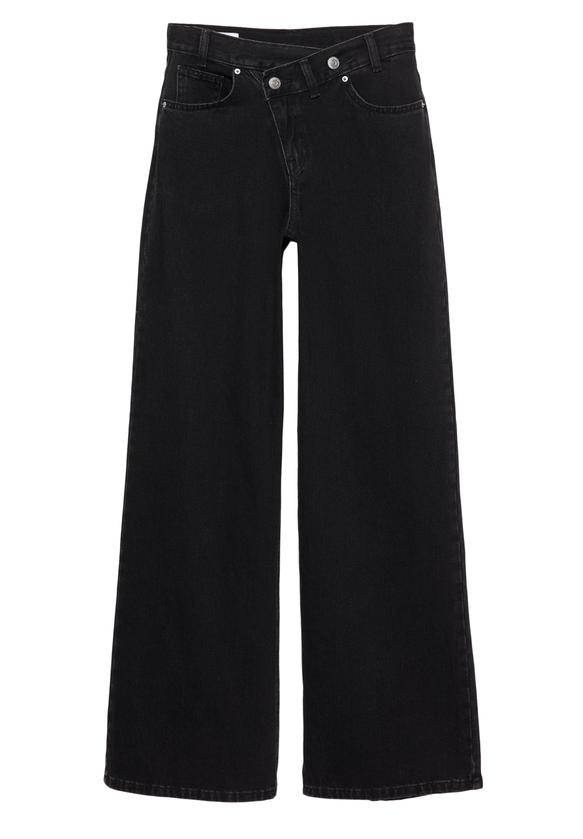 Wide leg jeans with crossover waistband — Black
