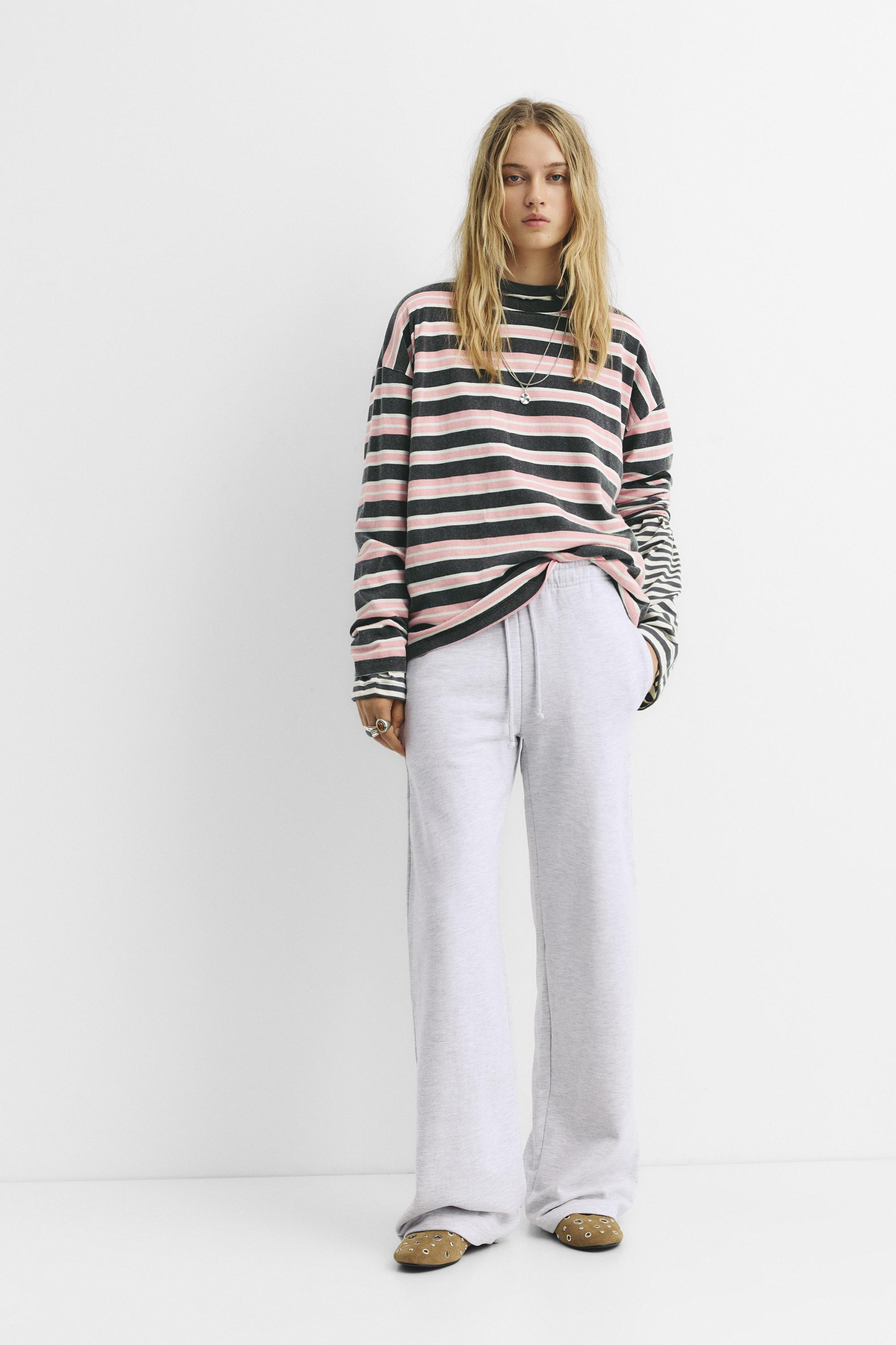 Wide-leg tracksuit bottoms — Grey marl