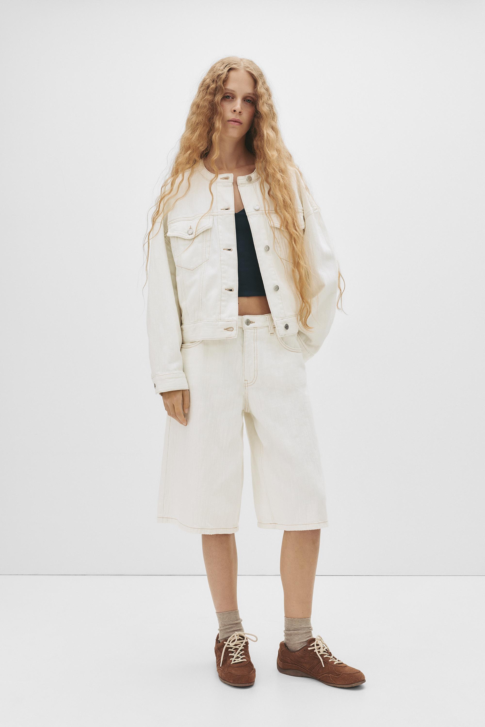 Weiße Jorts Mit Textur