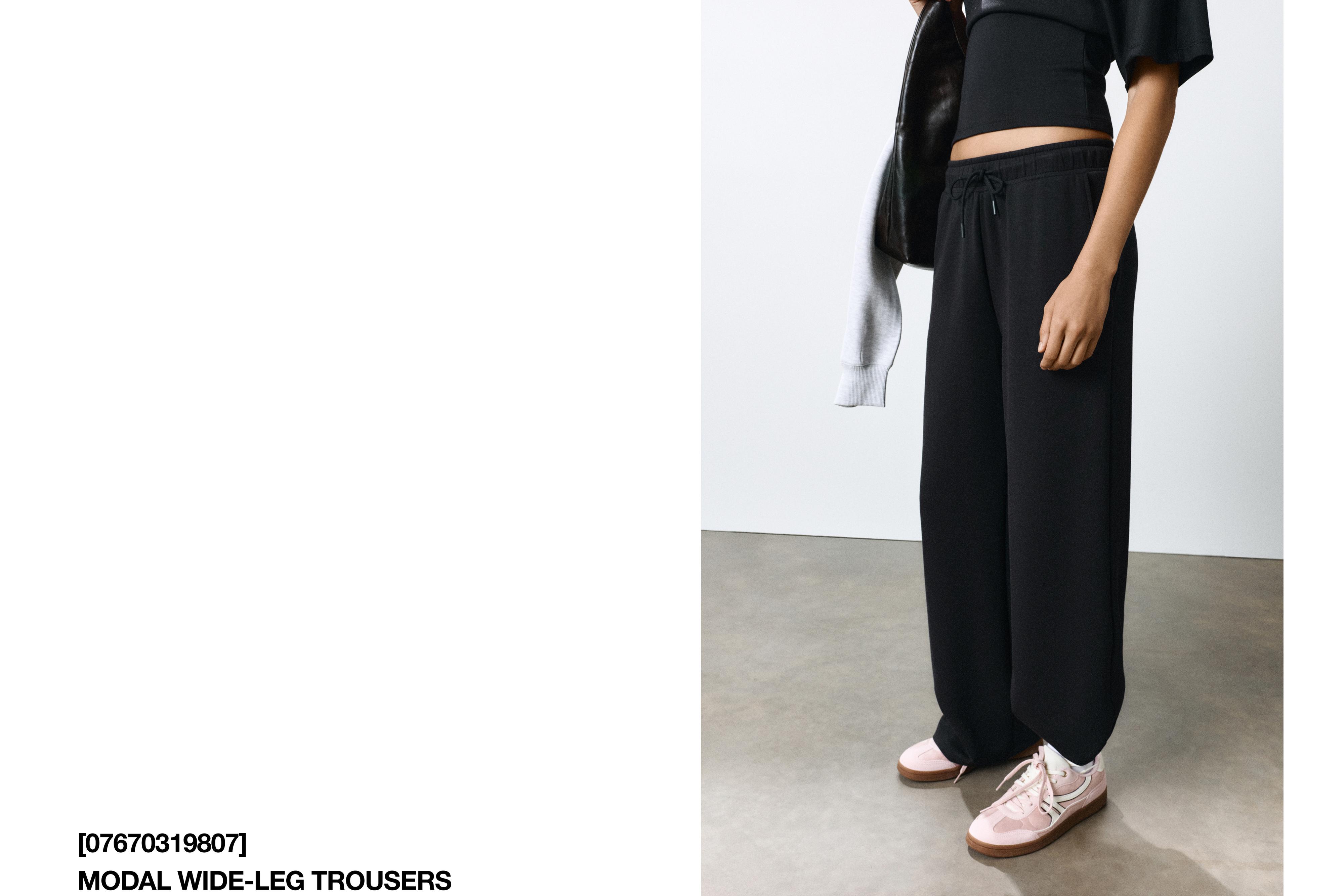 Modal wide-leg trousers — Anthracite grey