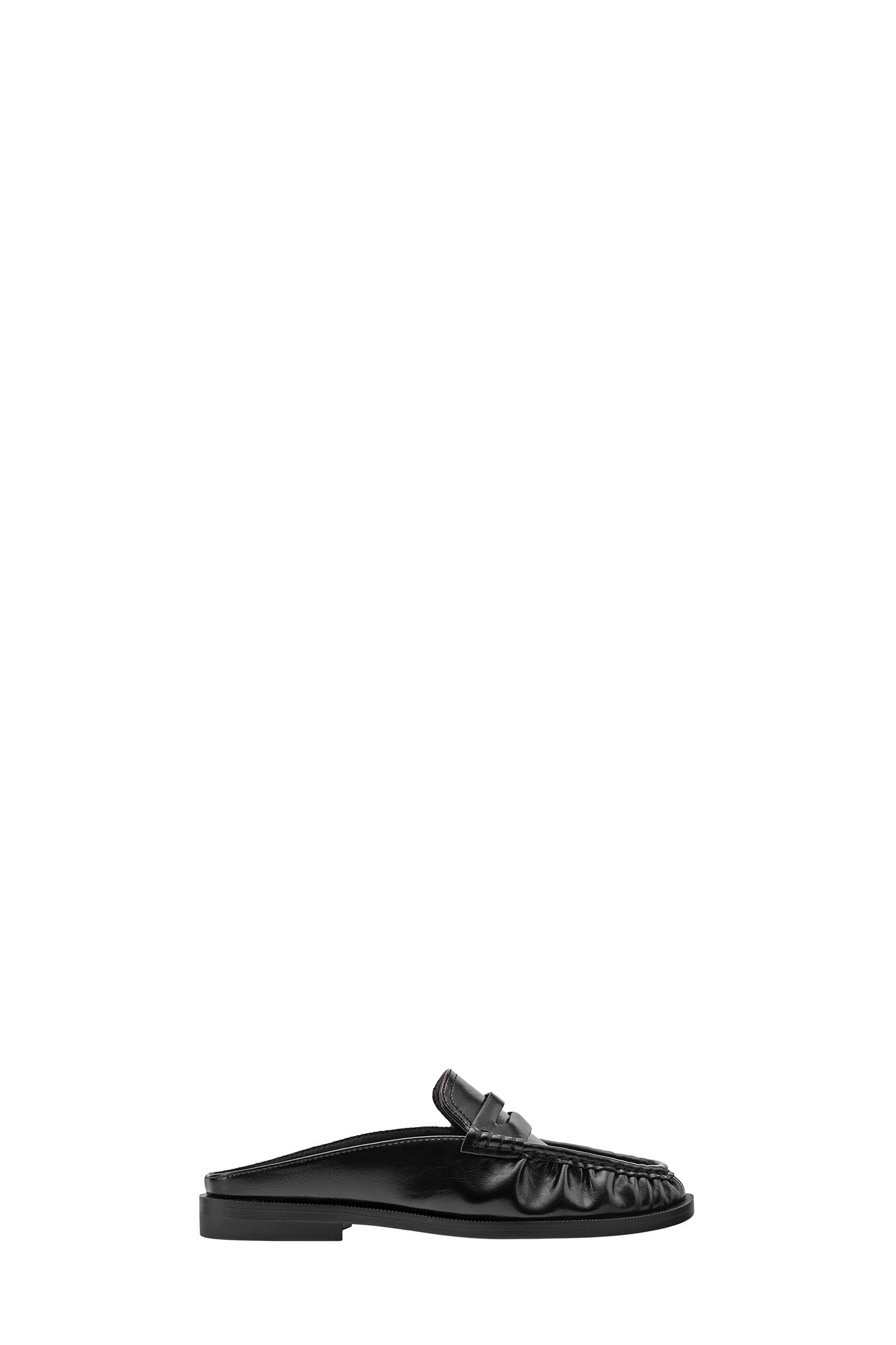 Gathered slingback loafers — Black