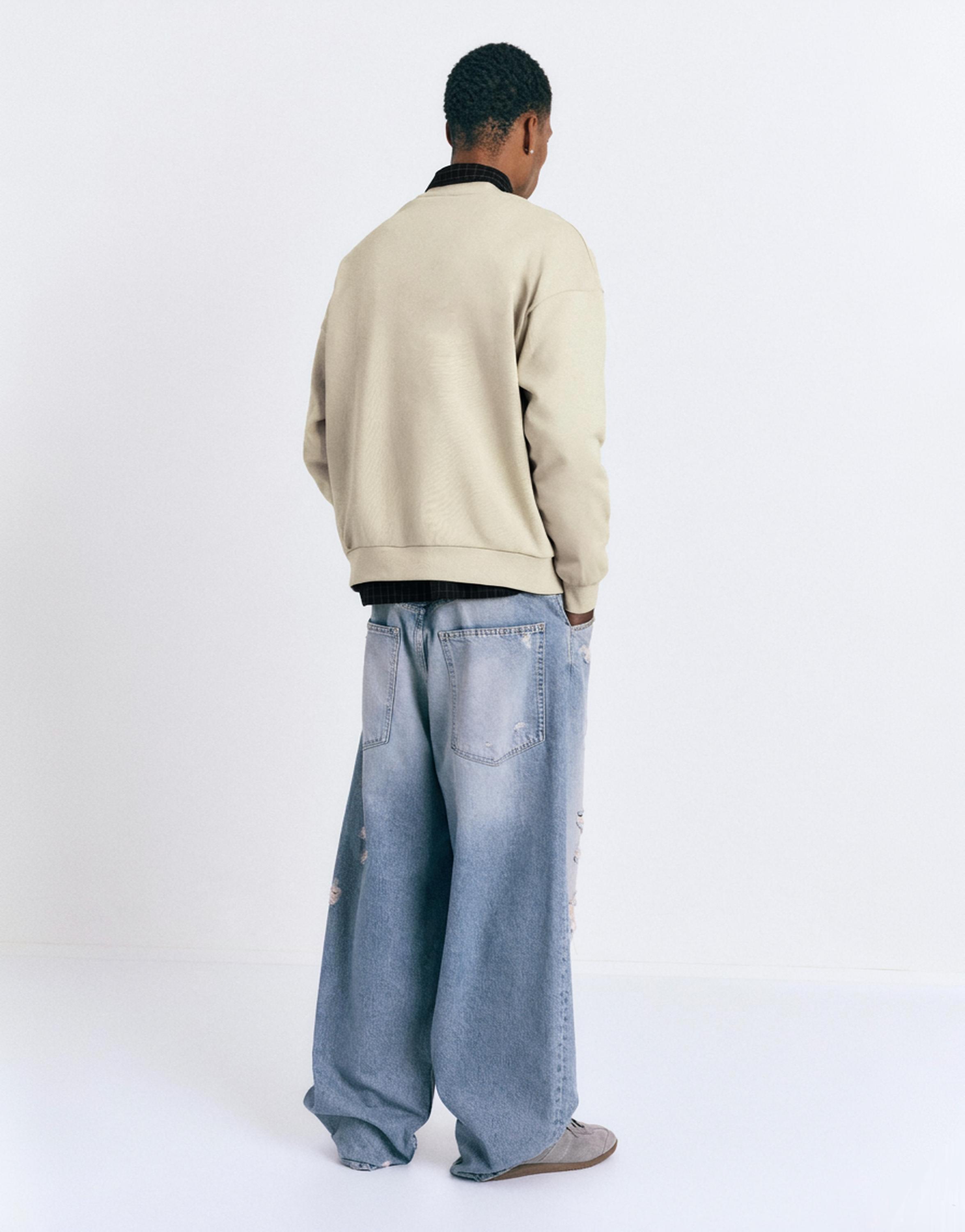 Graphic round neck sweatshirt — Beige